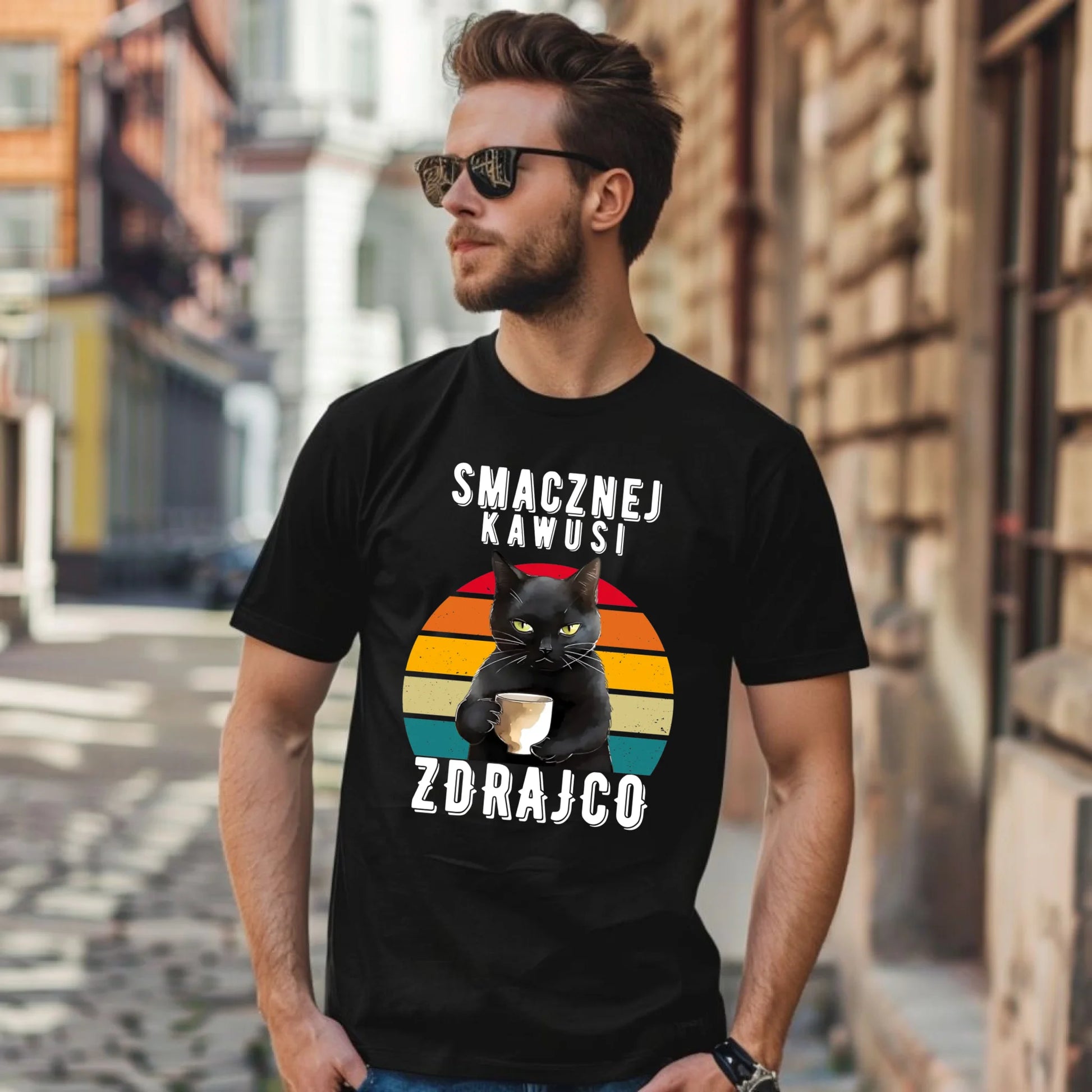 Koszulka męska na odejście z pracy - Smacznej kawusi zdrajco OP03 - StoryCups.pl