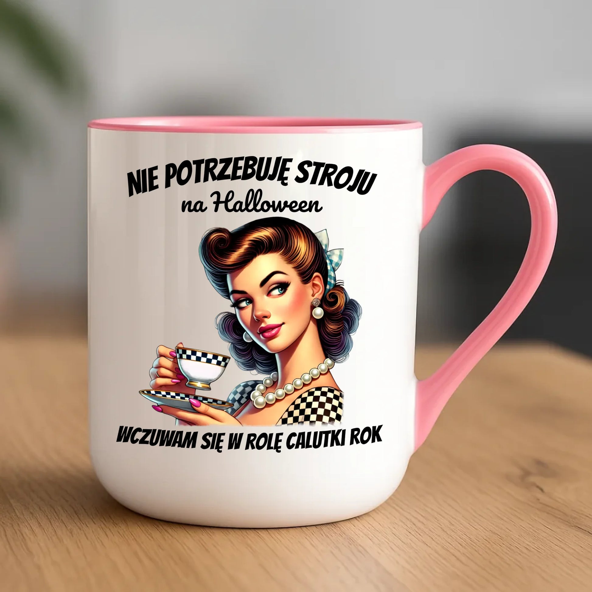 Kubek elegant retro pin-up girl – Nie potrzebuję stroju na Halloween HL29 - StoryCups.pl