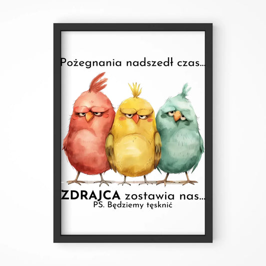 Plakat w ramie na odejście z pracy - Pożegnania nadszedł czas OP05 - StoryCups.pl