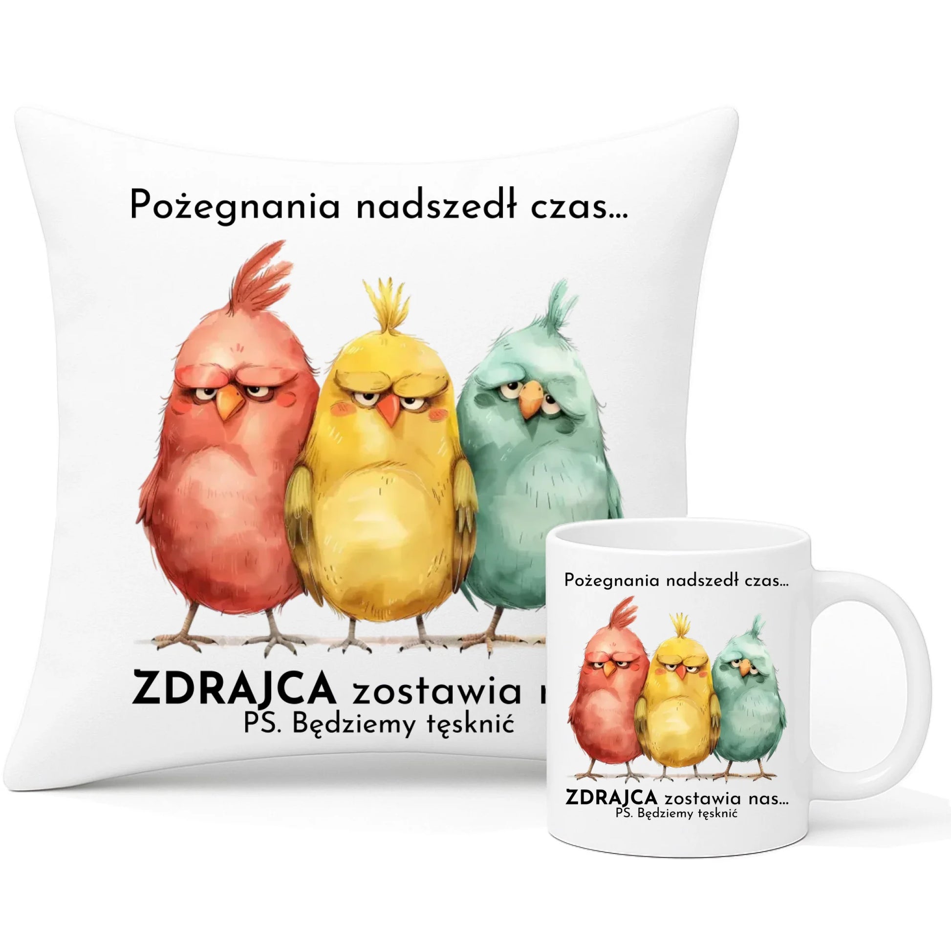 Zestaw poduszka i kubek na odejście z pracy - Pożegnania nadszedł czas OP05 - StoryCups.pl