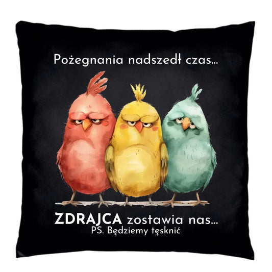 Poduszka dekoracyjna na odejście z pracy - Pożegnania nadszedł czas OP05 - StoryCups.pl