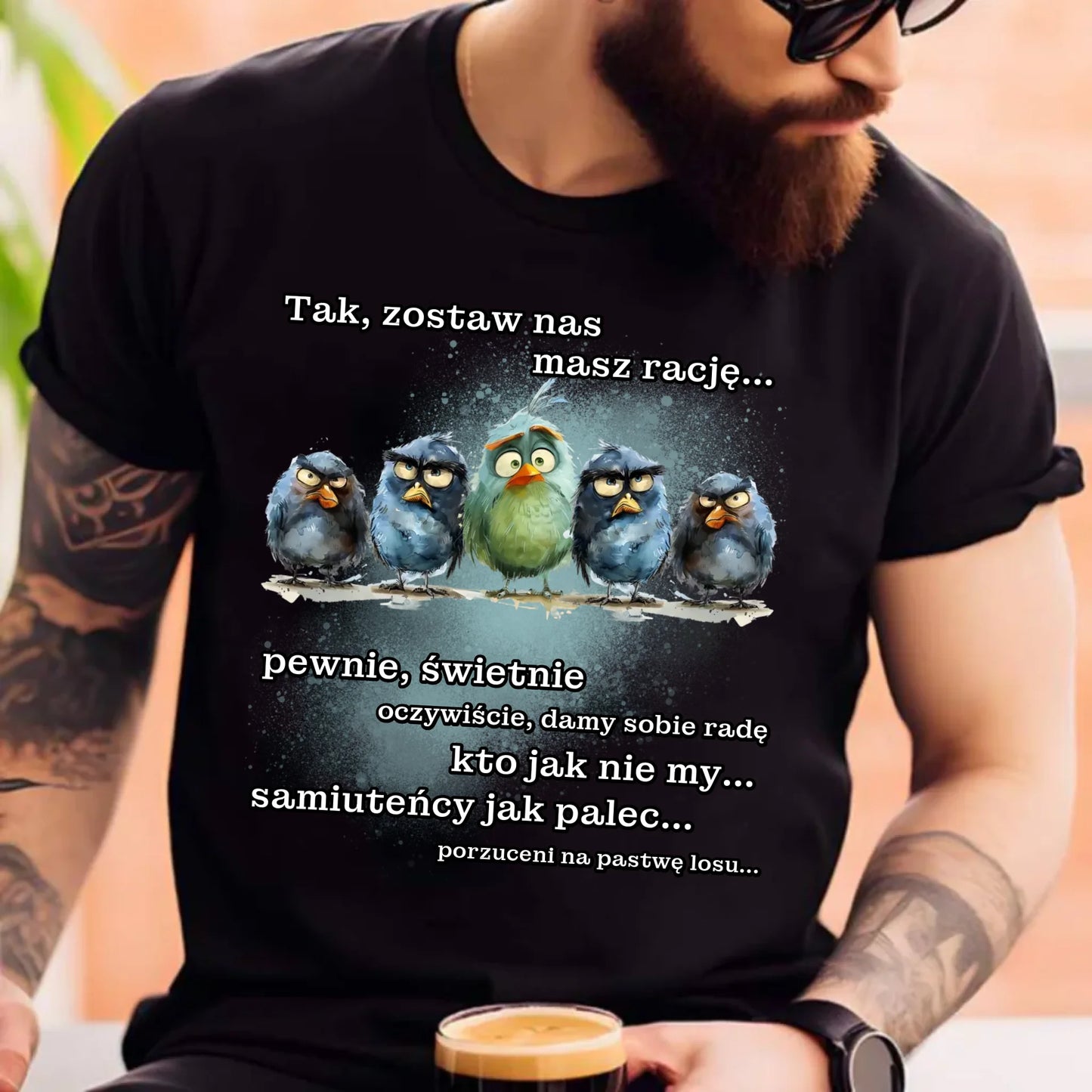 Koszulka męska na odejście z pracy - Tak, zostaw nas OP06 - StoryCups.pl
