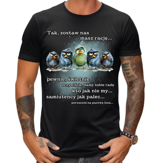 Koszulka męska na odejście z pracy - Tak, zostaw nas OP06 - StoryCups.pl