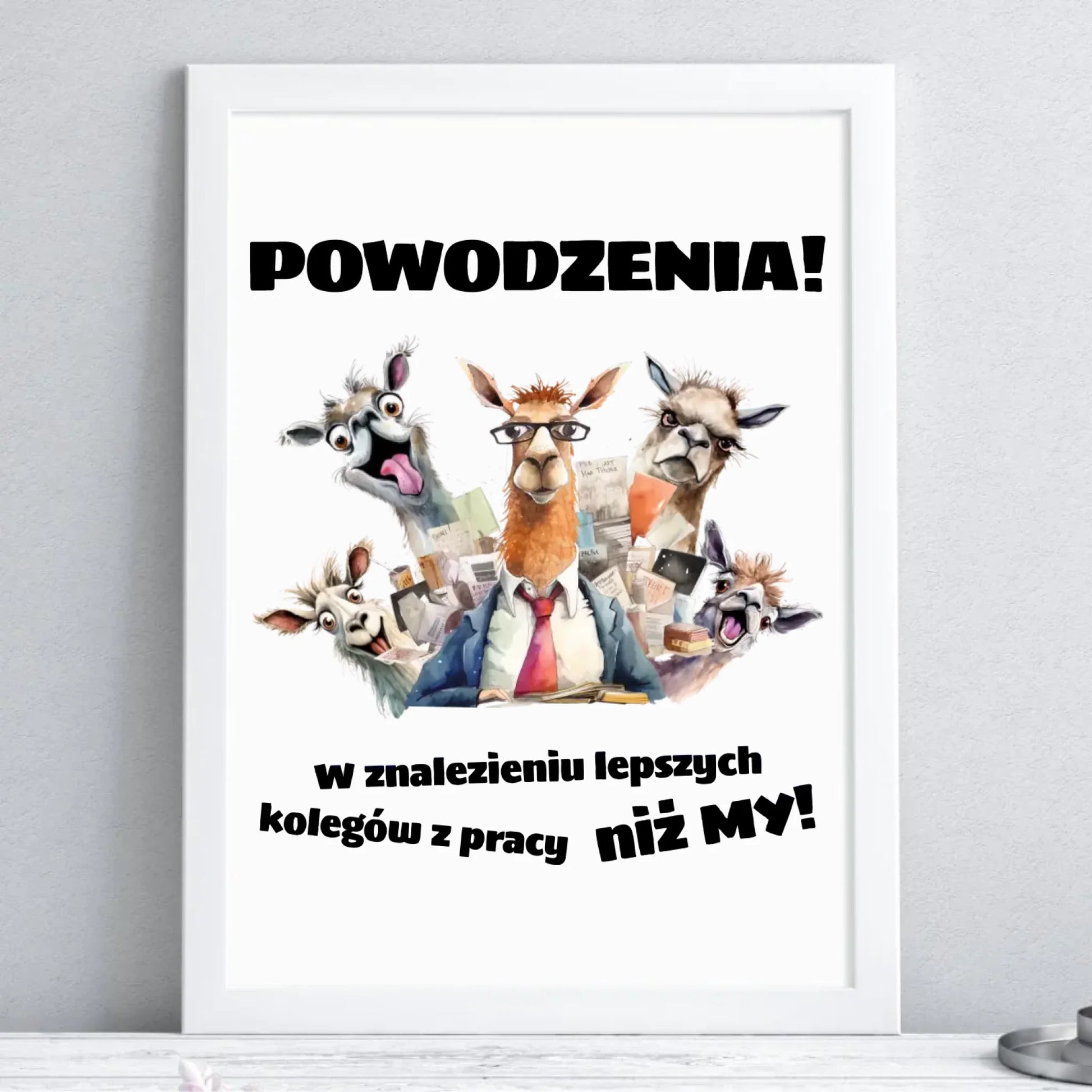 Plakat w ramie na odejście z pracy - Powodzenia w znalezieniu lepszych kolegów OP08 - StoryCups.pl