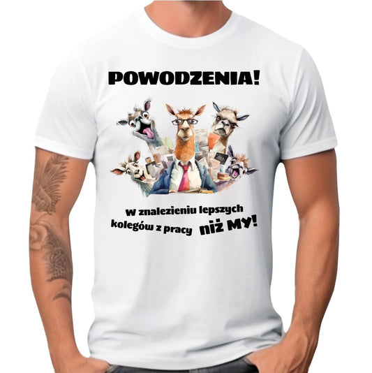 Koszulka męska na odejście z pracy - Powodzenia w znalezieniu lepszych kolegów OP08 - StoryCups.pl
