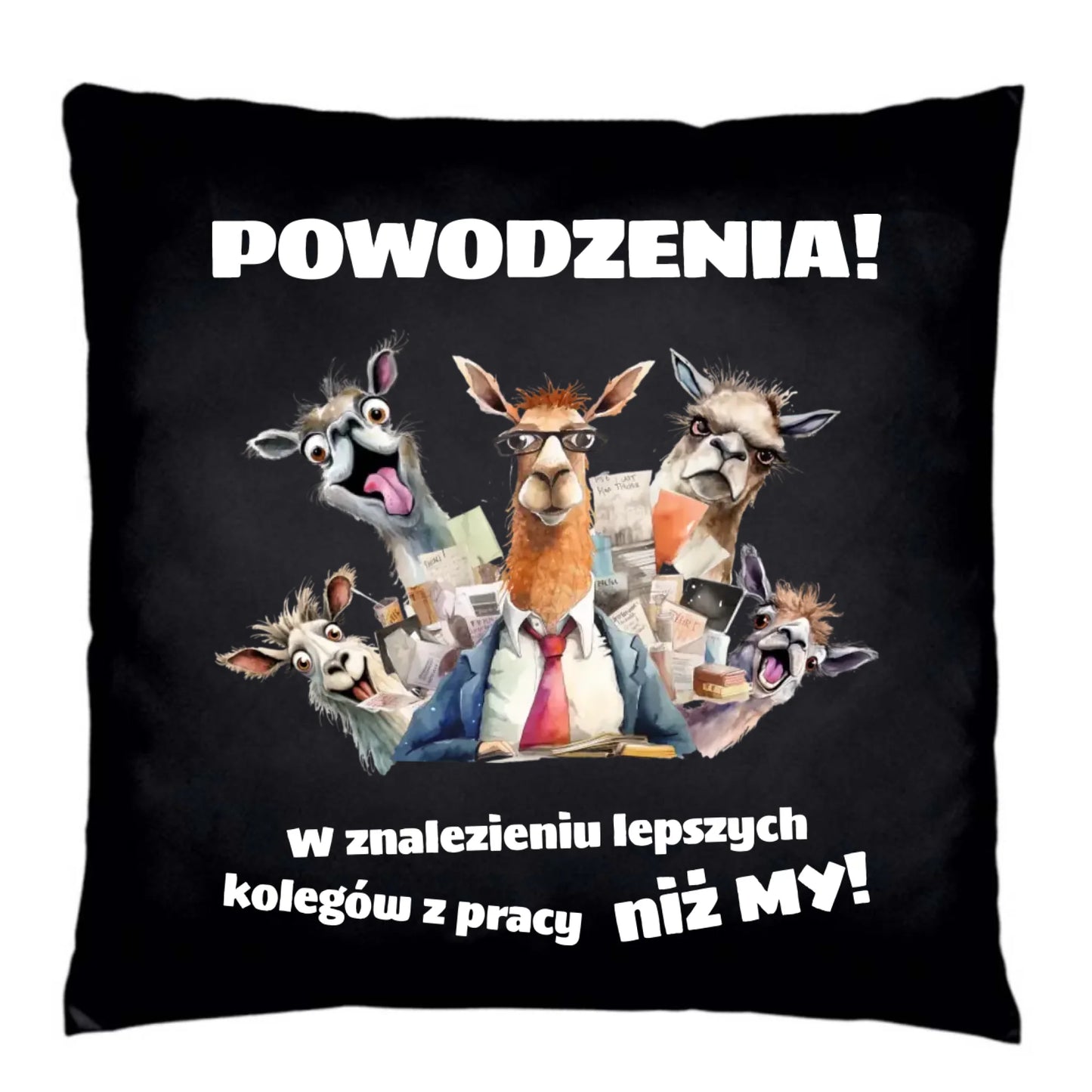 Poduszka dekoracyjna na odejście z pracy - Powodzenia w znalezieniu lepszych kolegów OP08 - StoryCups.pl