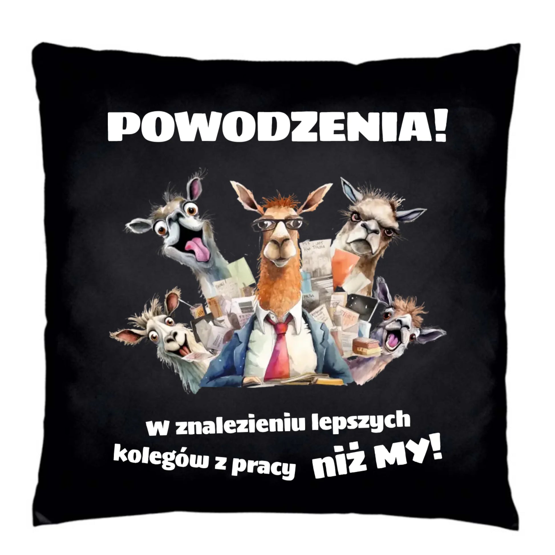 Poduszka dekoracyjna na odejście z pracy - Powodzenia w znalezieniu lepszych kolegów OP08 - StoryCups.pl