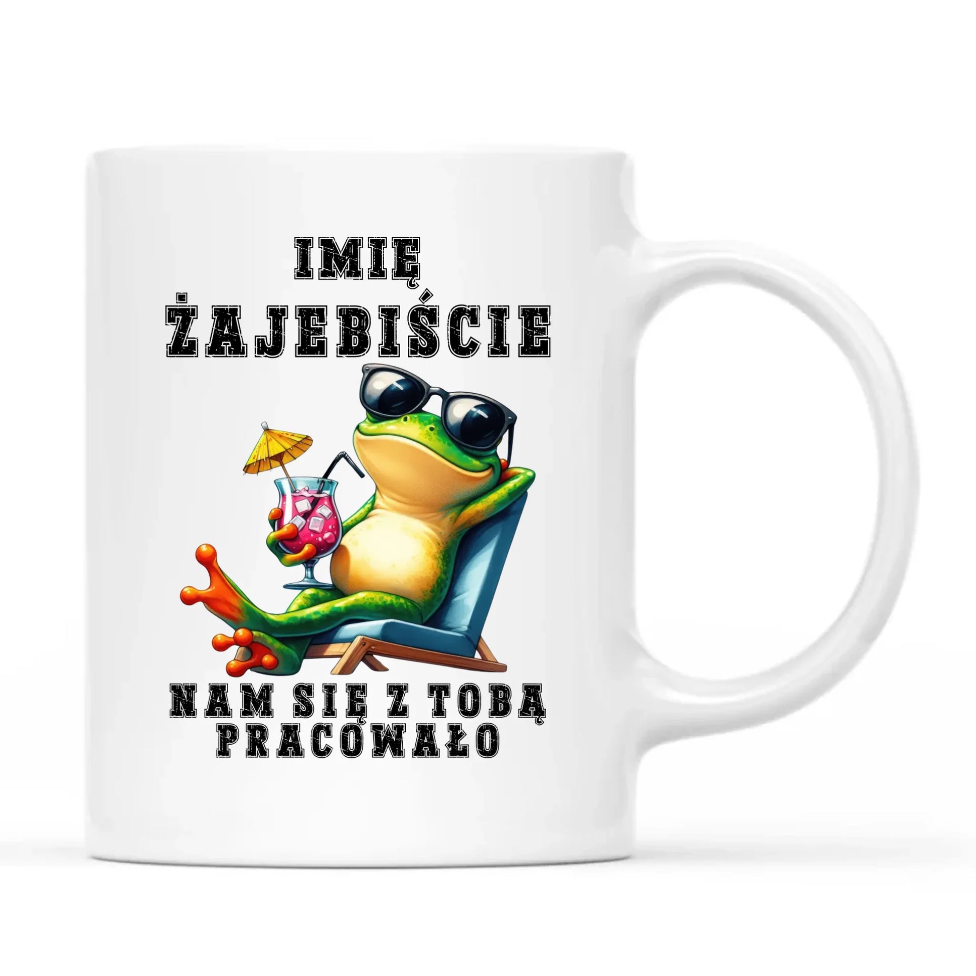 Kubek na odejście z pracy - Żajebiście nam się z Tobą pracowało - personalizowany OP09 - StoryCups.pl
