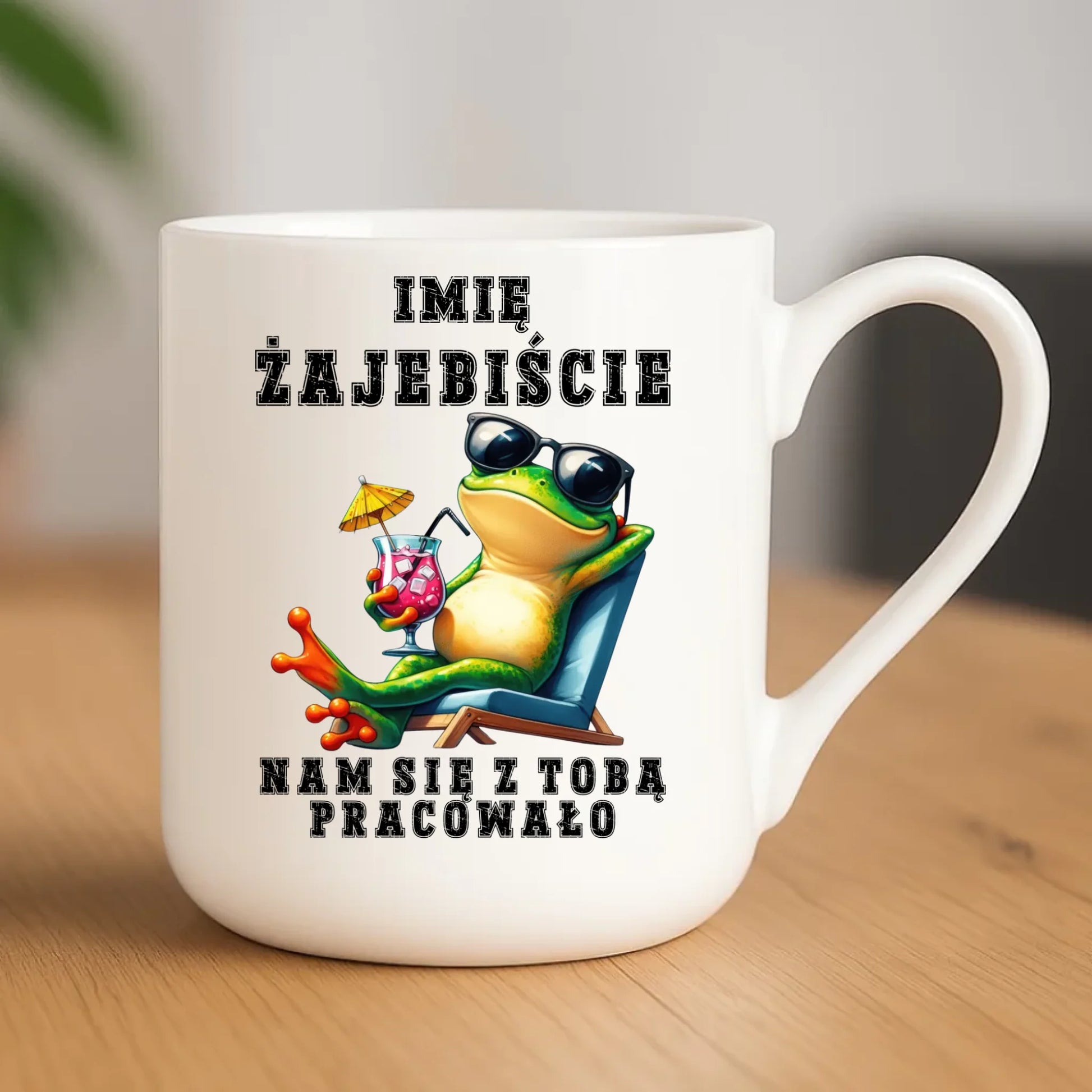 Kubek elegant na odejście z pracy - Żajebiście nam się z Tobą pracowało - personalizowany OP09 - StoryCups.pl
