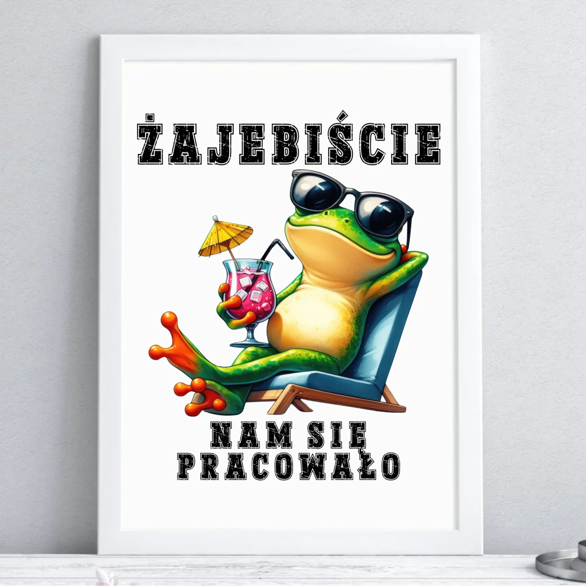Plakat w ramie na odejście z pracy - Żajebiście nam się pracowało OP09 - StoryCups.pl