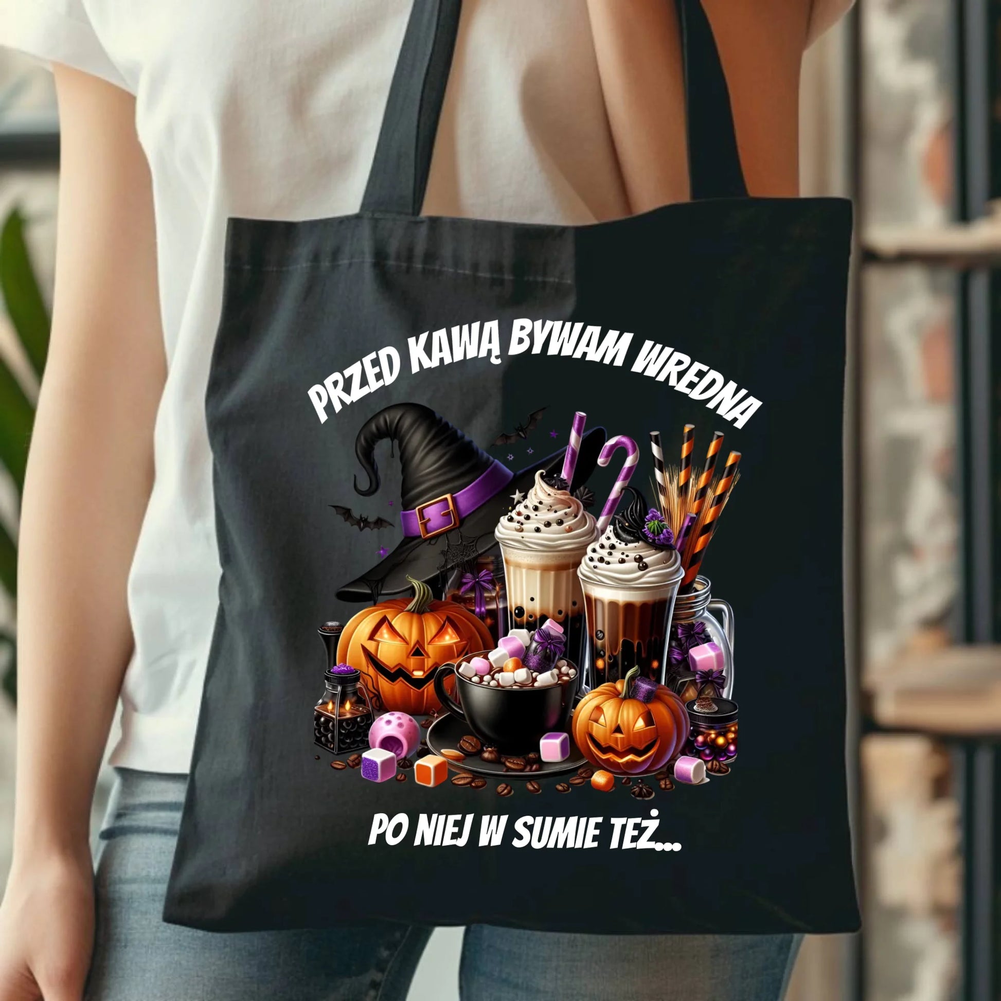 Torba Halloween – Przed kawą bywam wredna, po niej w sumie też HL30 - StoryCups.pl