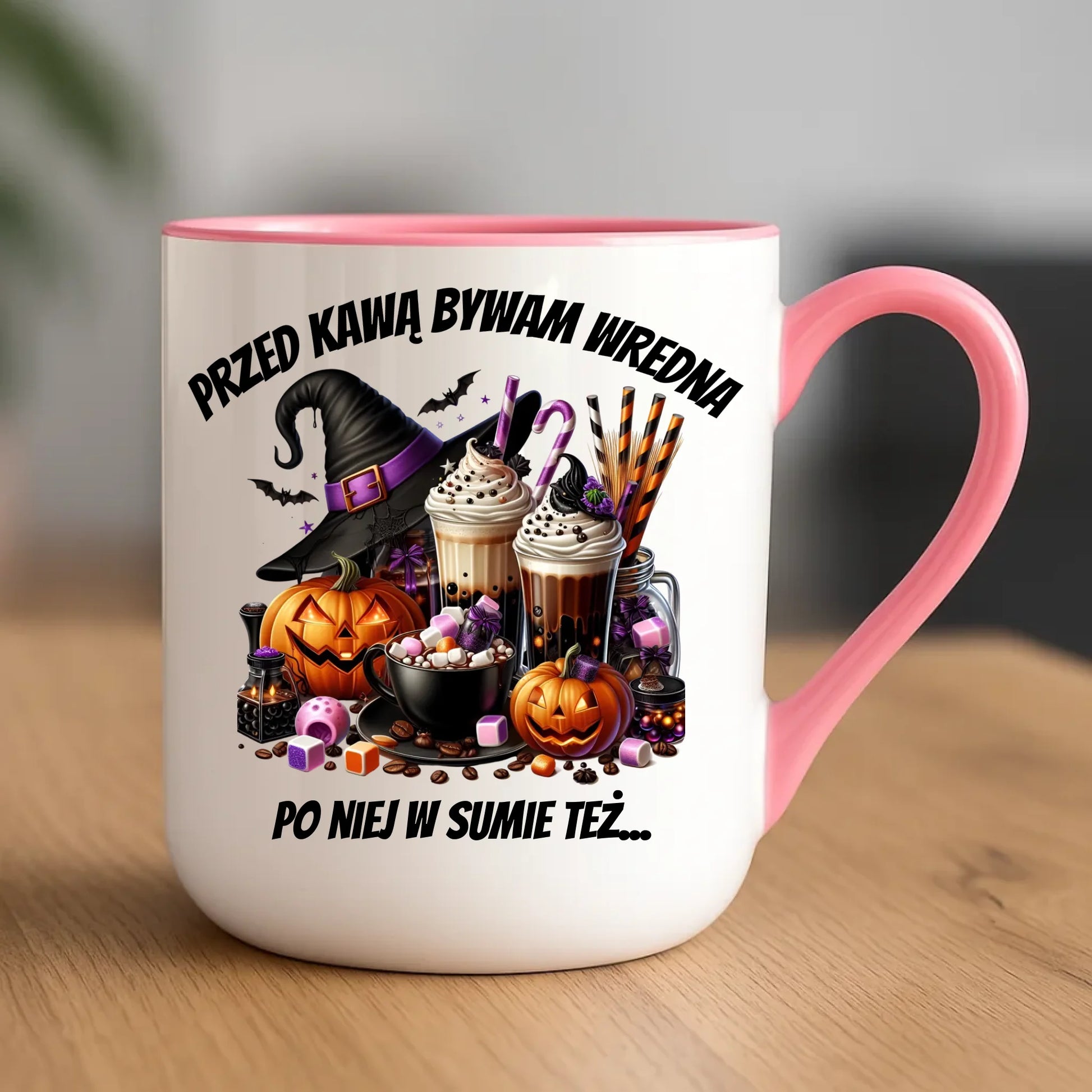 Kubek elegant Halloween – Przed kawą bywam wredna, po niej w sumie też HL30 - StoryCups.pl