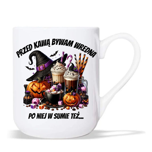 Kubek elegant Halloween – Przed kawą bywam wredna, po niej w sumie też HL30