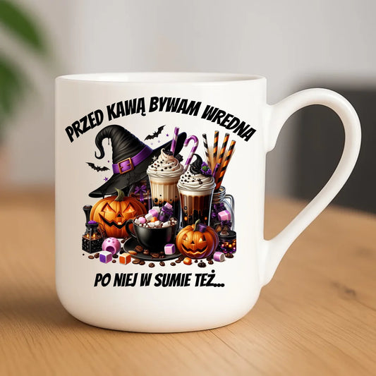 Kubek elegant Halloween – Przed kawą bywam wredna, po niej w sumie też HL30