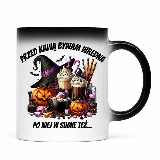 Kubek magiczny Halloween – Przed kawą bywam wredna, po niej w sumie też HL30