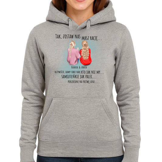 Bluza damska z kapturem na odejście z pracy - prezent do koleżanek - 2-5 osób personalizowana OP16 - StoryCups.pl