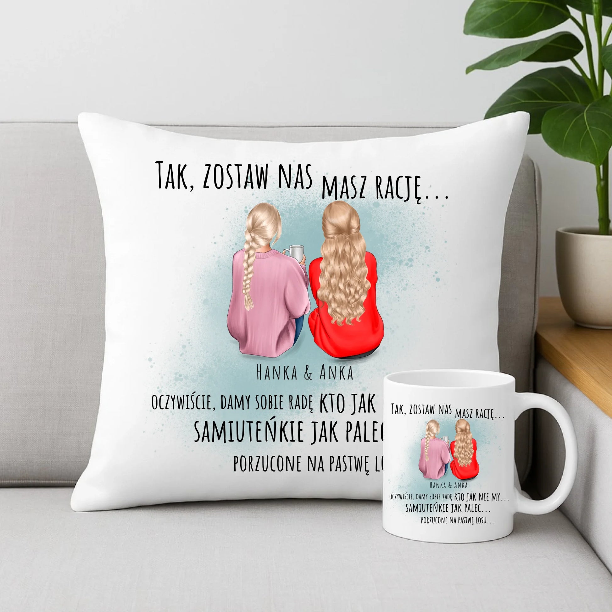 Zestaw poduszka i kubek na odejście z pracy - prezent od koleżanek - 2-5 osób personalizowany OP16 - StoryCups.pl