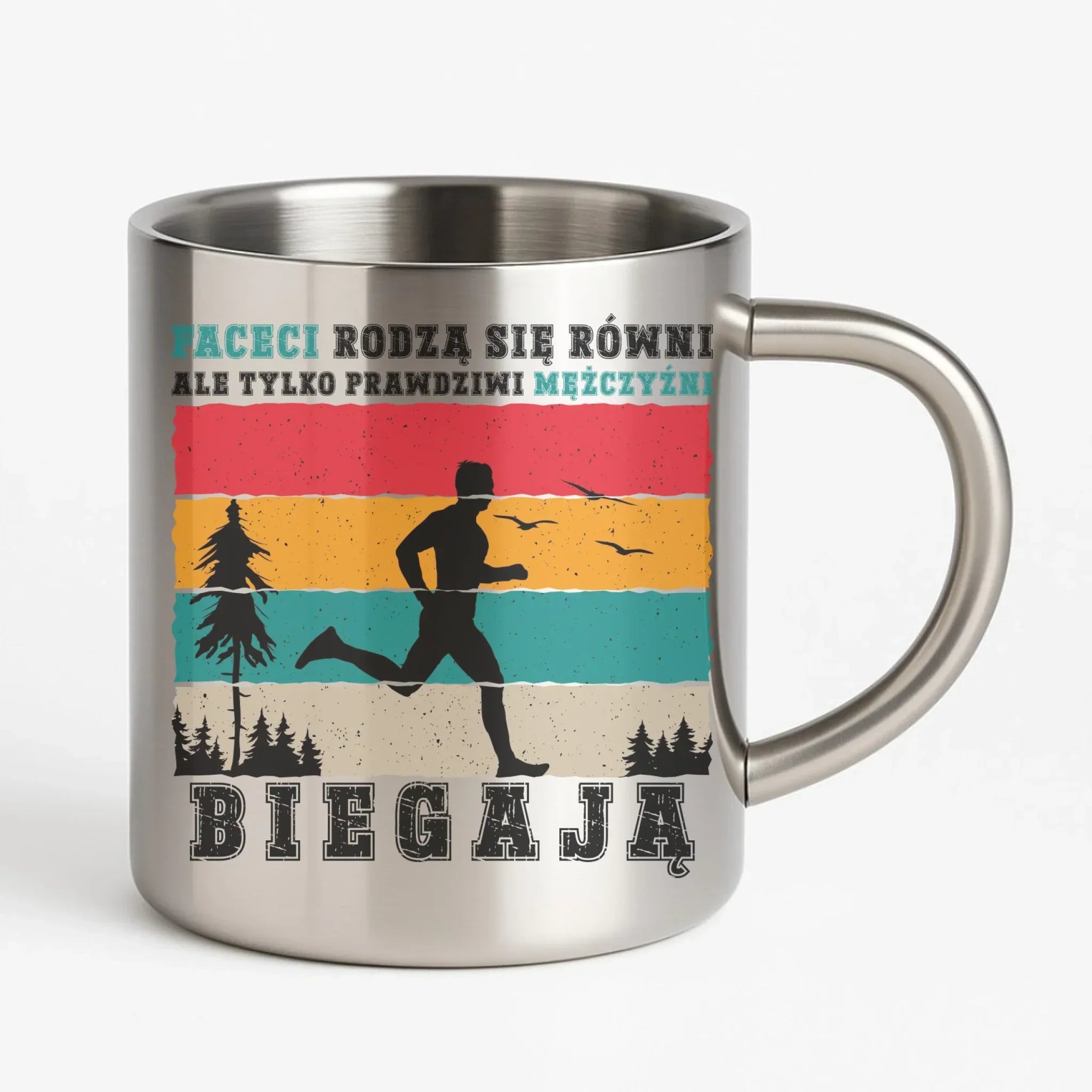 Kubek metalowy dla biegacza - Prawdziwi mężczyźni biegają HB02 - StoryCups.pl