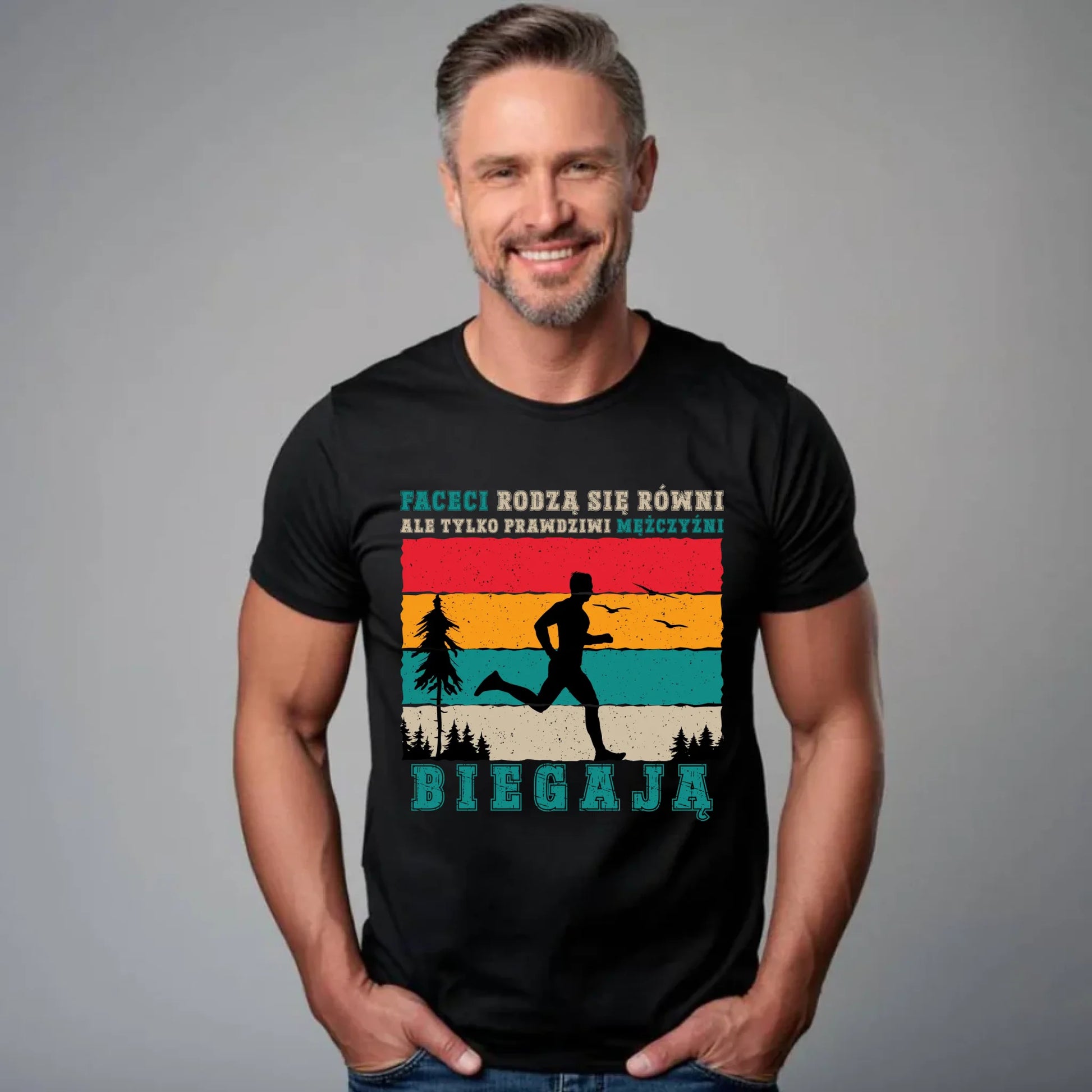 Koszulka męska dla biegacza - Prawdziwi mężczyźni biegają HB02 - StoryCups.pl