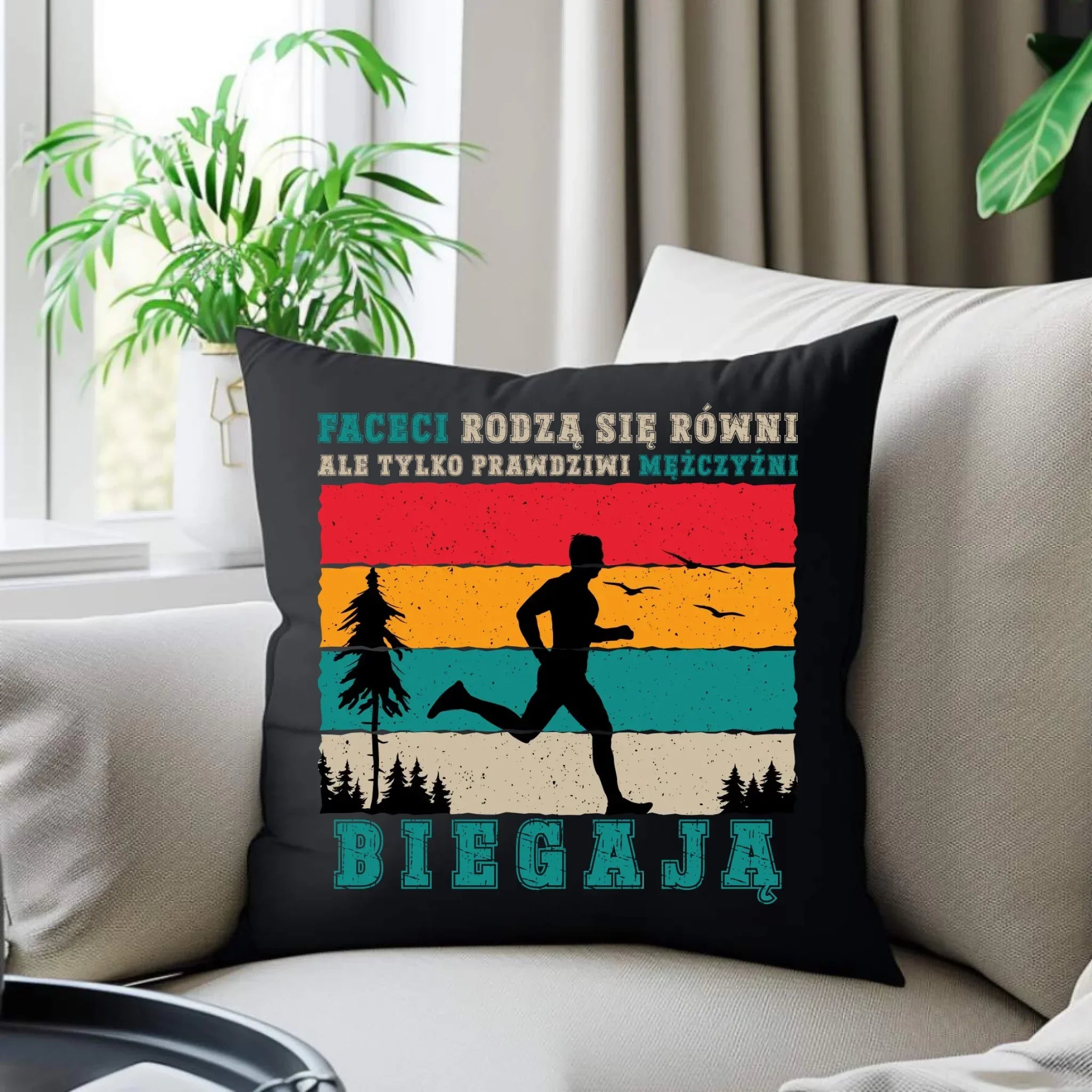 Poduszka dekoracyjna dla biegacza - Prawdziwi mężczyźni biegają HB02 - StoryCups.pl