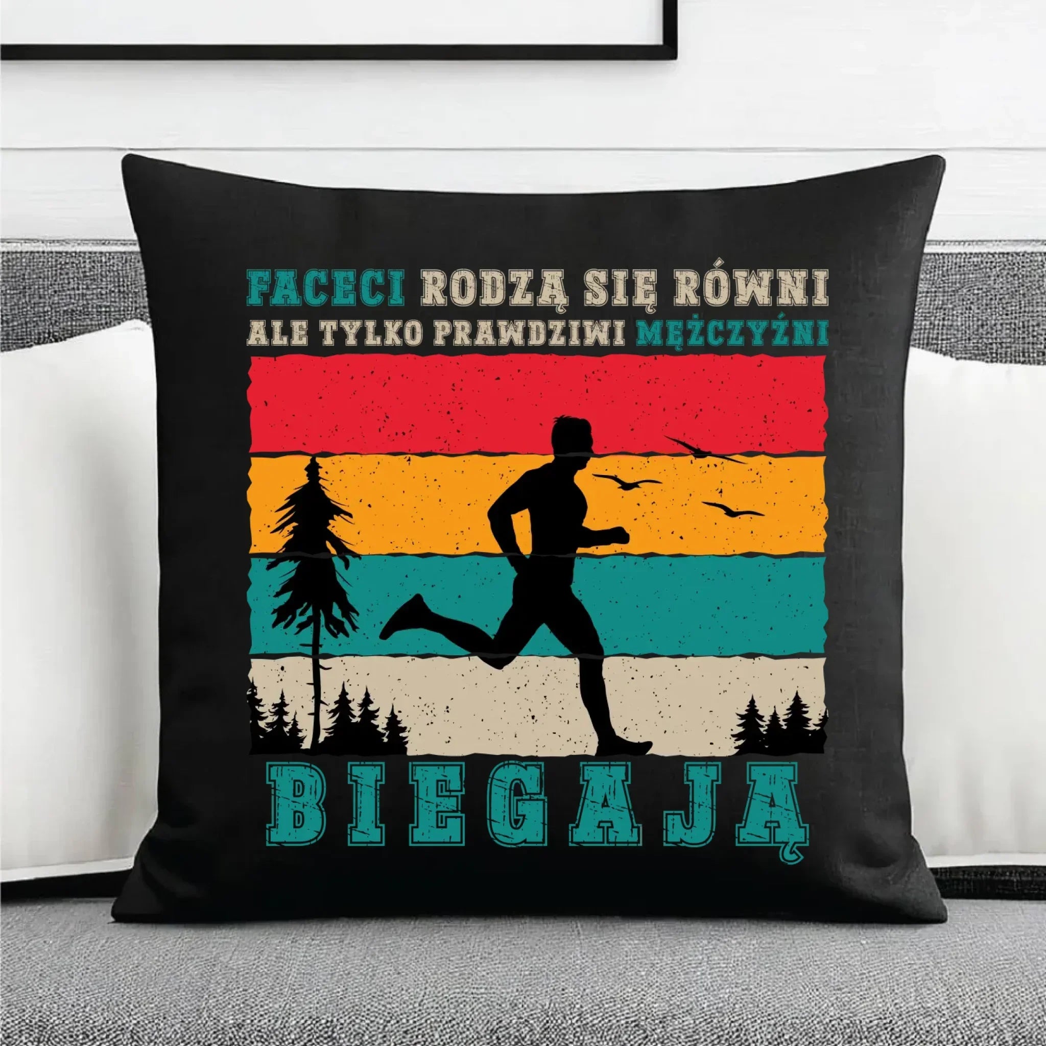 Poduszka dekoracyjna dla biegacza - Prawdziwi mężczyźni biegają HB02 - StoryCups.pl