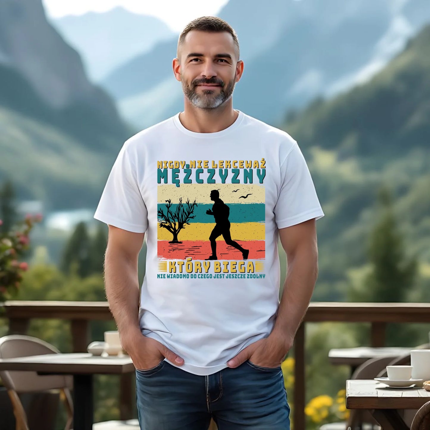 Koszulka męska dla biegacza - Nigdy nie lekceważ HB03