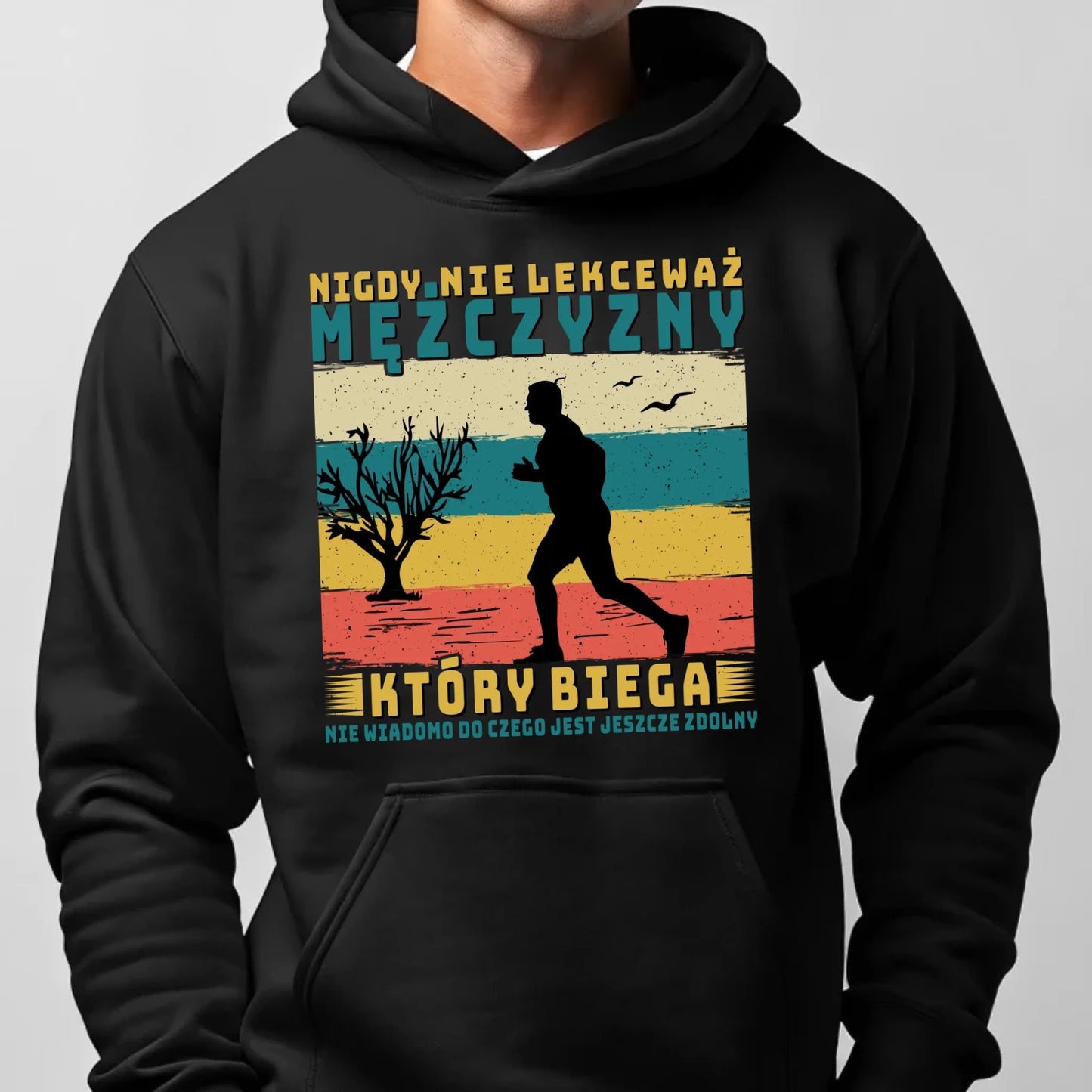 Bluza męska z kapturem dla biegacza - Nigdy nie lekceważ HB03