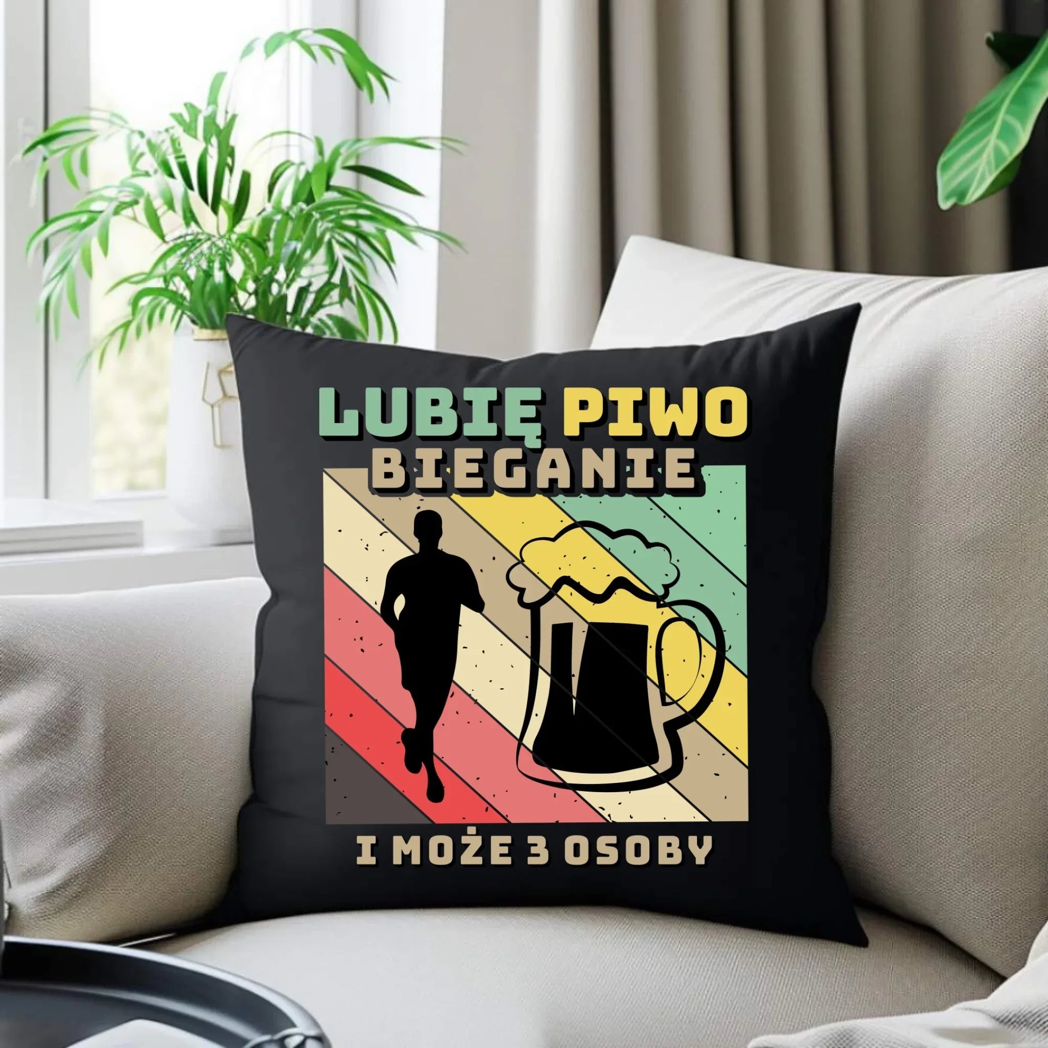 Poduszka dekoracyjna dla biegacza - Lubię piwo bieganie HB01 - StoryCups.pl