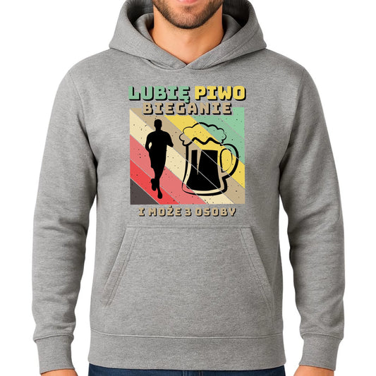 Bluza męska z kapturem dla biegacza - Lubię piwo bieganie HB01 - StoryCups.pl