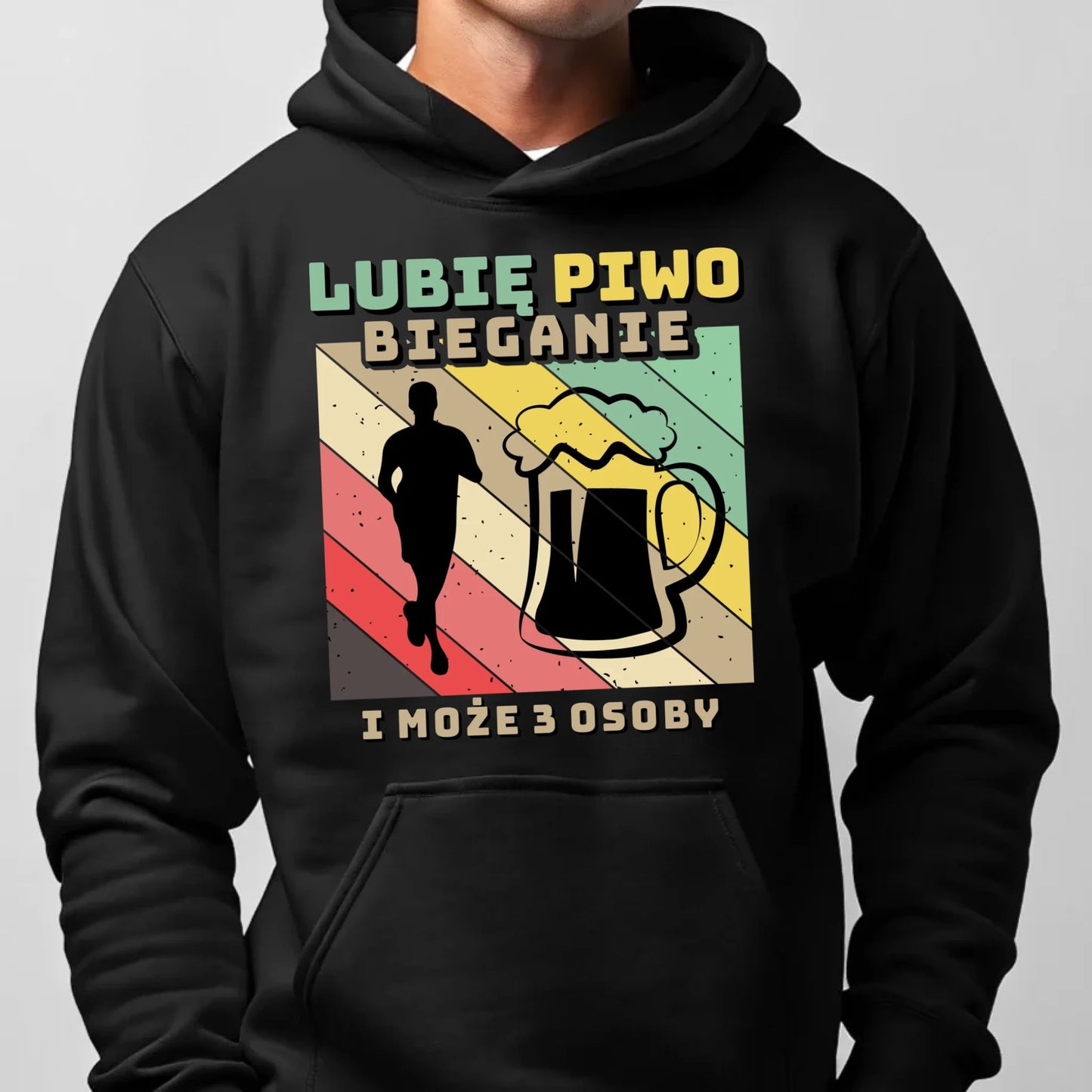 Bluza męska z kapturem dla biegacza - Lubię piwo bieganie HB01 - StoryCups.pl