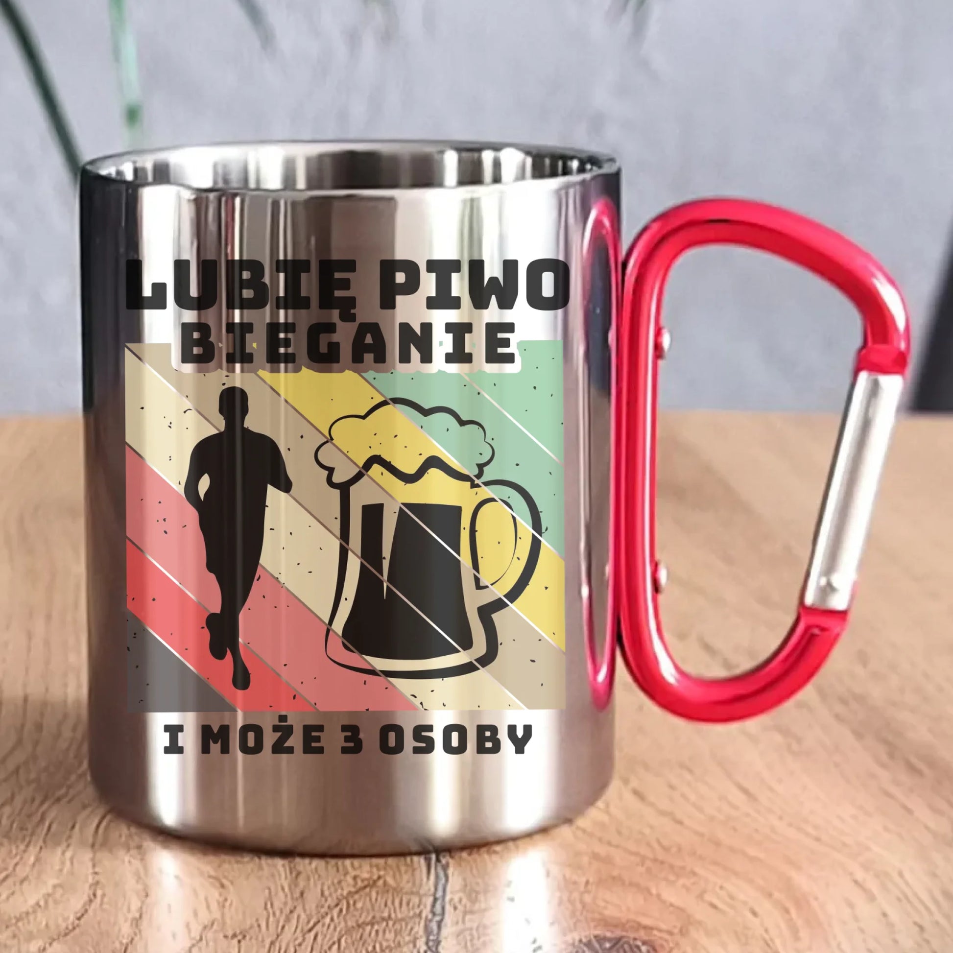 Kubek metalowy dla biegacza - Lubię piwo bieganie HB01 - StoryCups.pl
