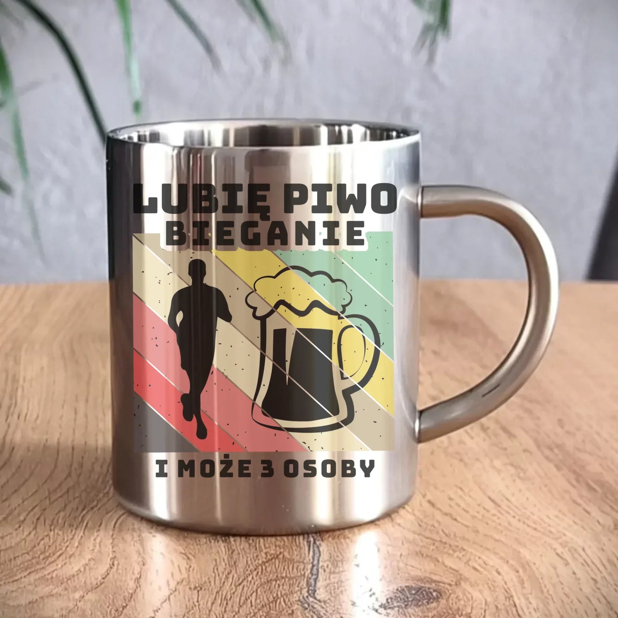 Kubek metalowy dla biegacza - Lubię piwo bieganie HB01 - StoryCups.pl