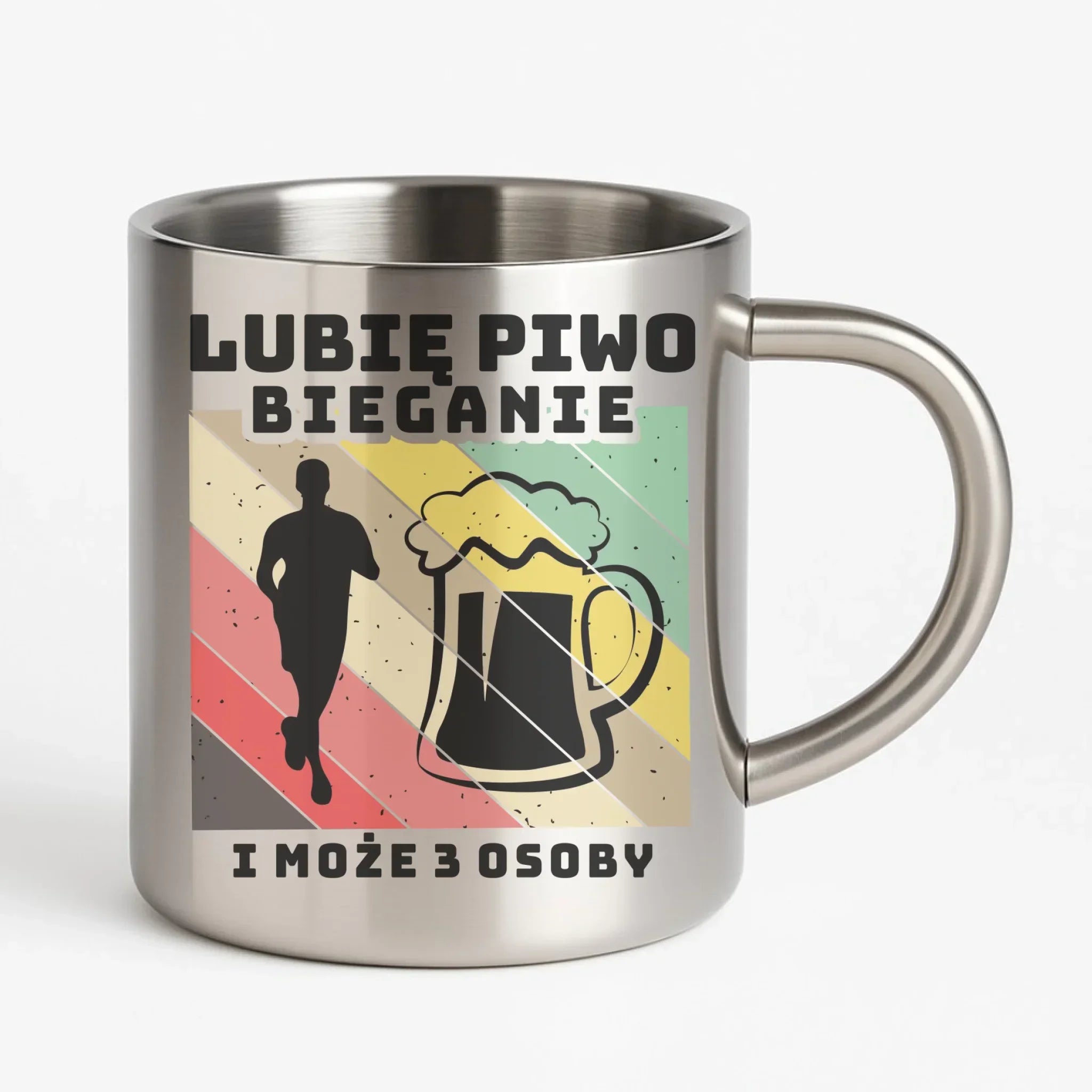 Kubek metalowy dla biegacza - Lubię piwo bieganie HB01 - StoryCups.pl