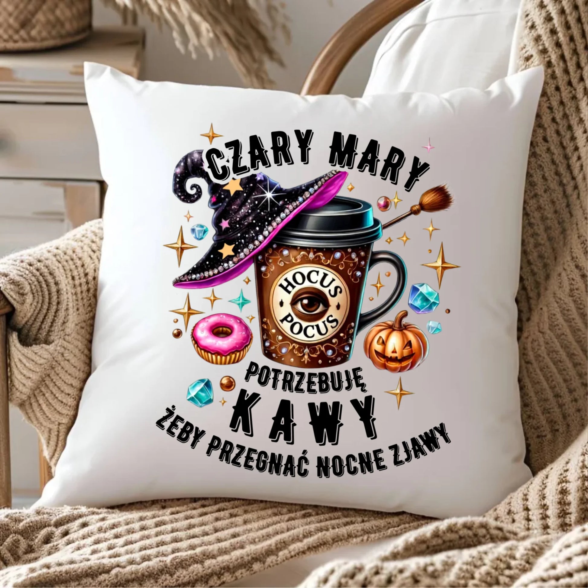 Poduszka na Halloween - Potrzebuję kawy HL03 - StoryCups.pl
