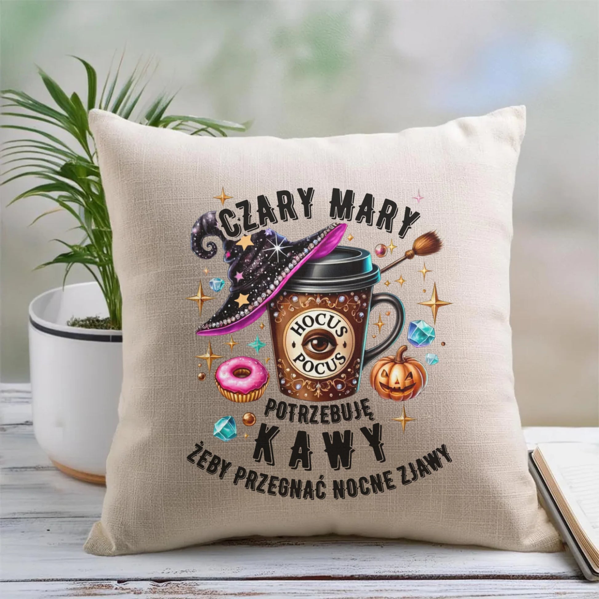 Poduszka na Halloween - Potrzebuję kawy HL03 - StoryCups.pl