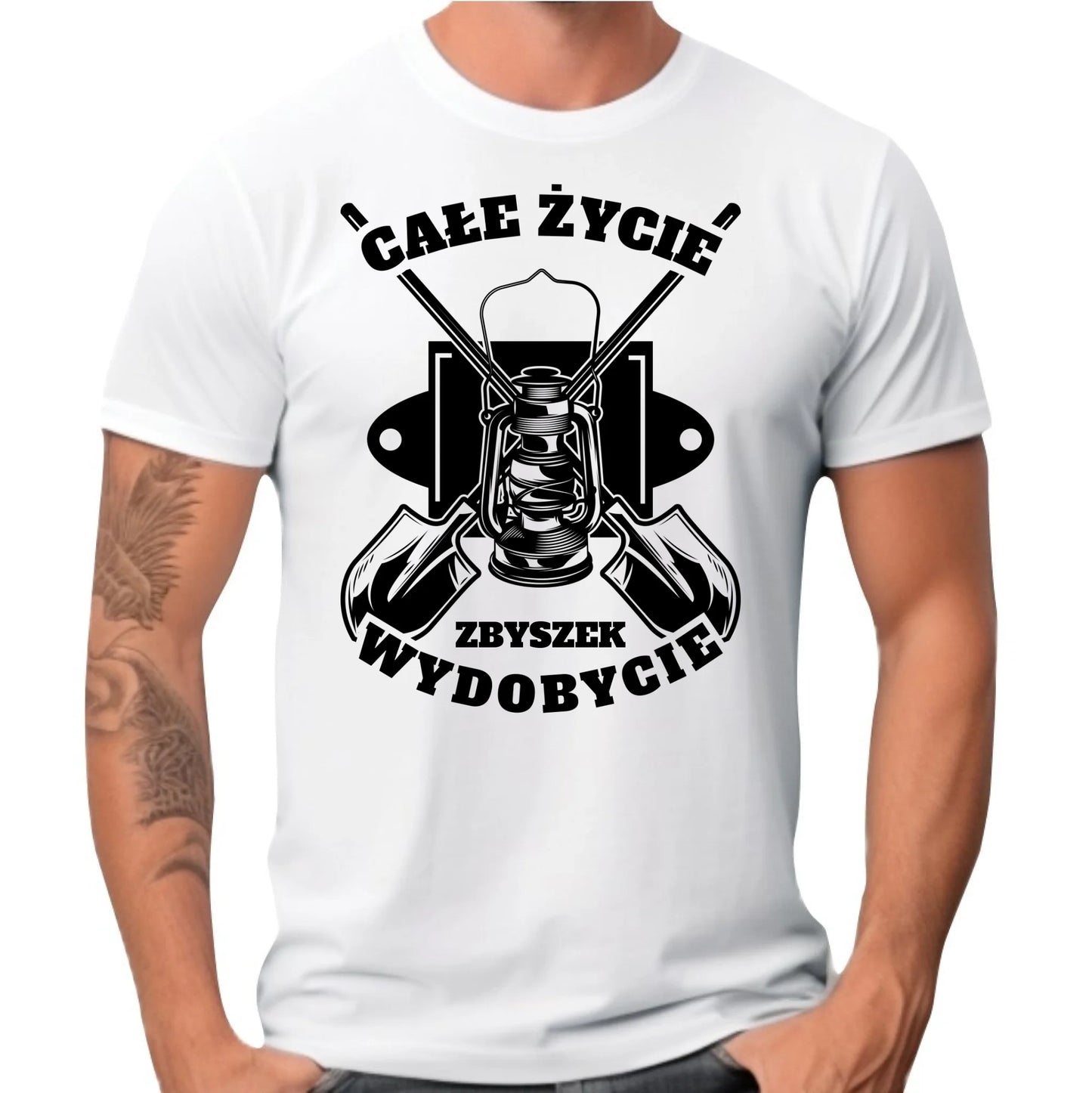 Koszulka męska - prezent dla górnika - Całe życie wydobycie - personalizowana G01 - StoryCups.pl