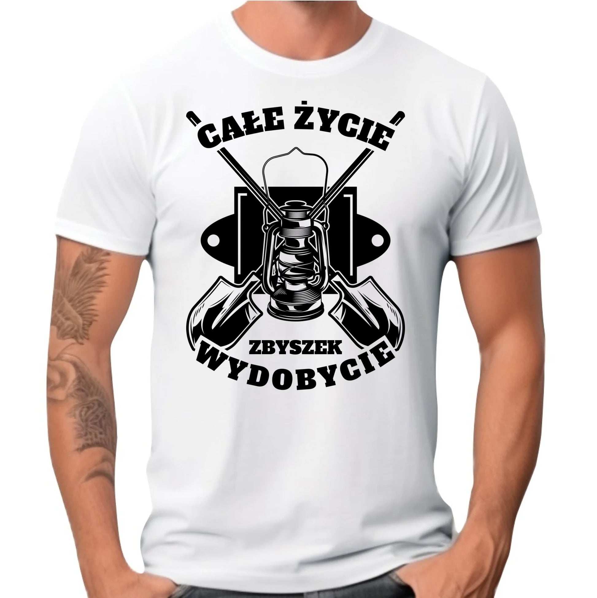 Koszulka męska - prezent dla górnika - Całe życie wydobycie - personalizowana G01 - StoryCups.pl