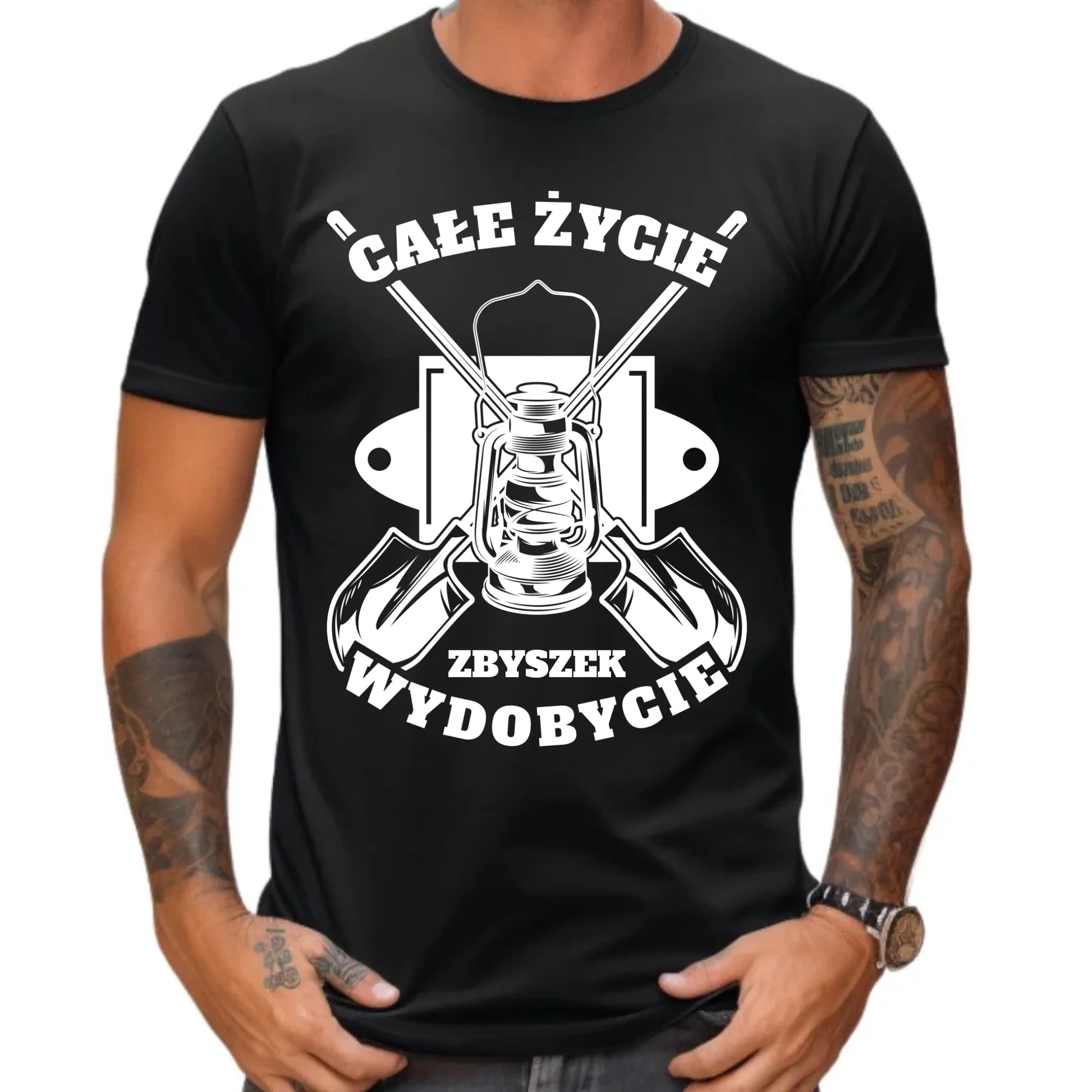 Koszulka męska - prezent dla górnika - Całe życie wydobycie - personalizowana G01 - StoryCups.pl