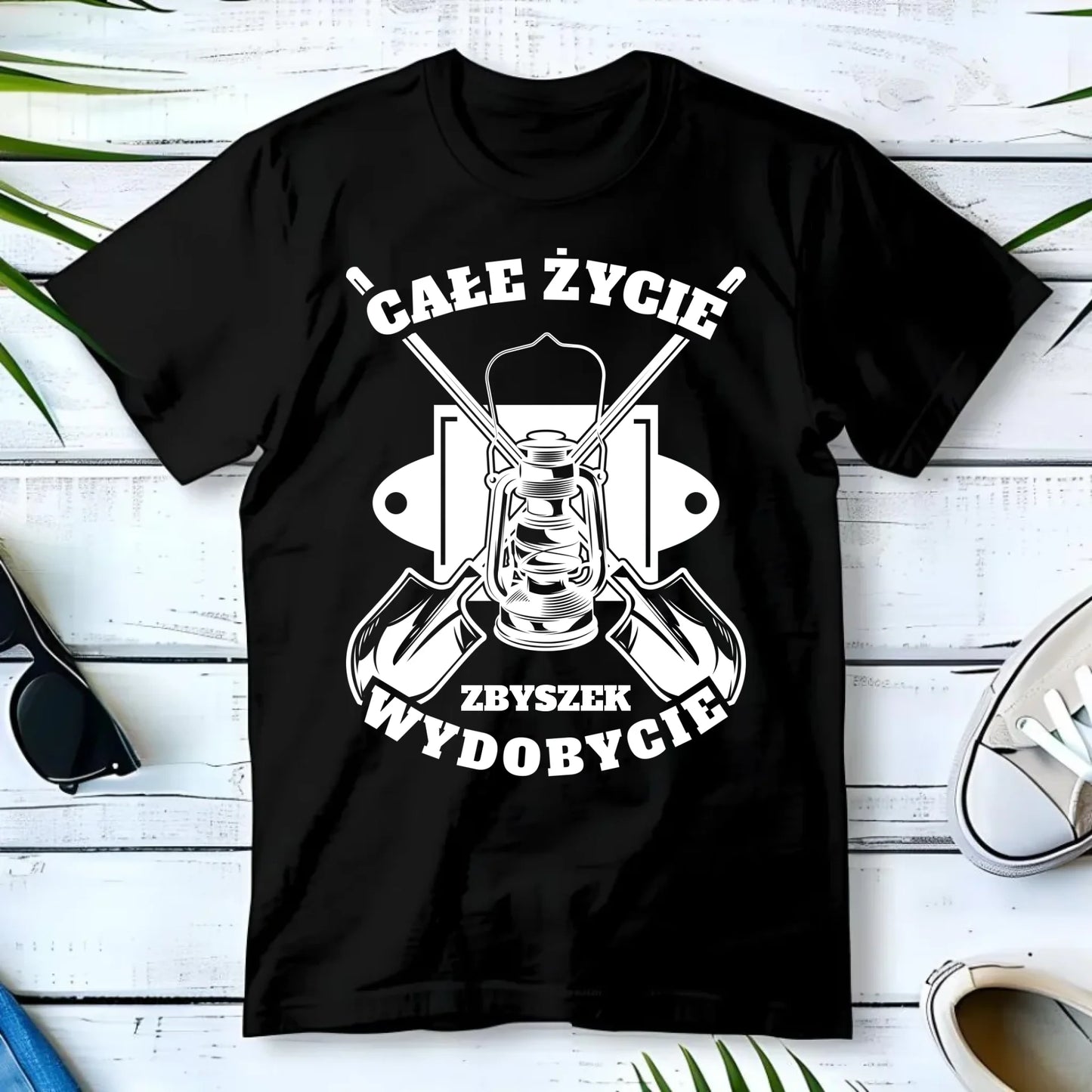 Koszulka męska - prezent dla górnika - Całe życie wydobycie - personalizowana G01 - StoryCups.pl