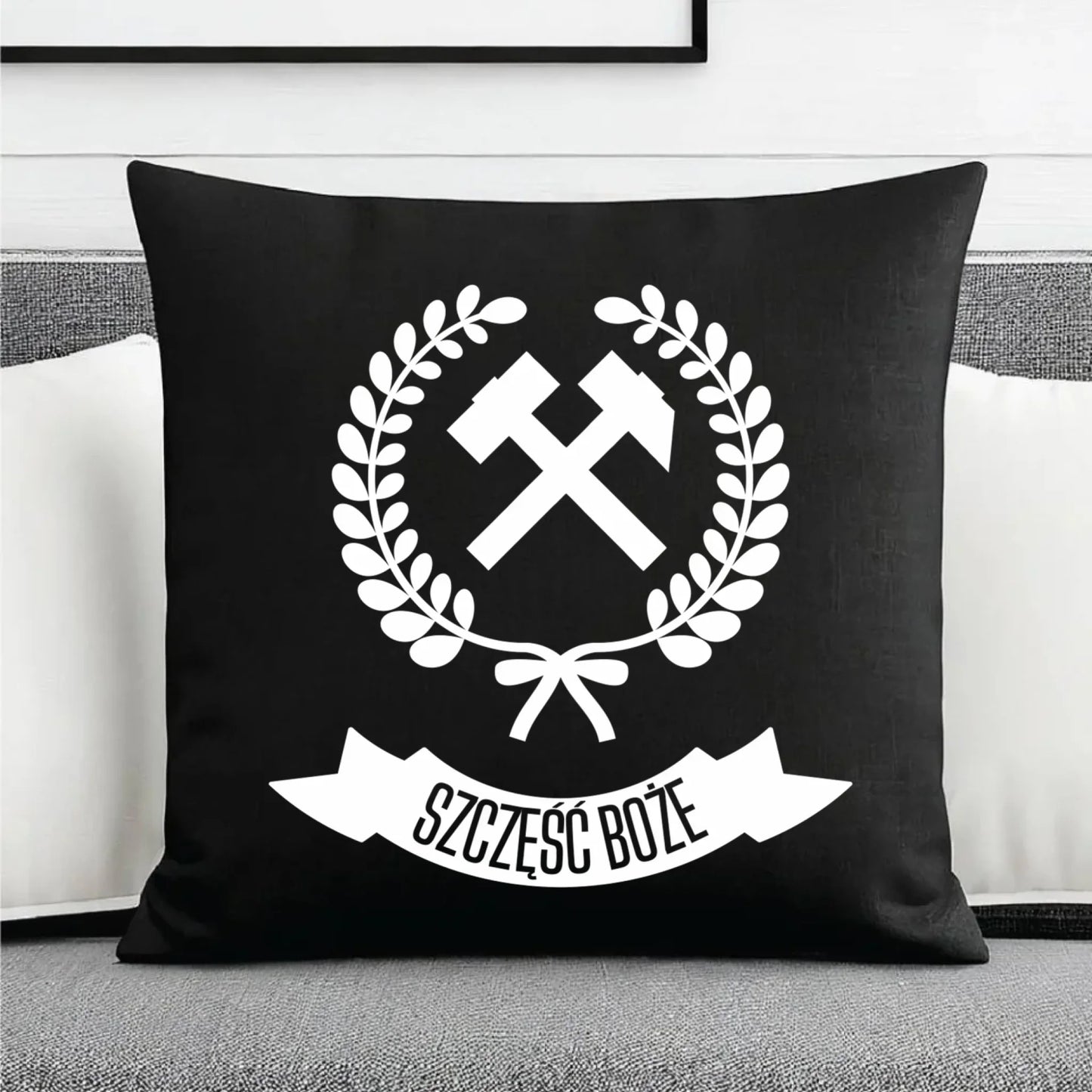 Poduszka dekoracyjna - prezent dla górnika - Szczęść Boże G02 - StoryCups.pl