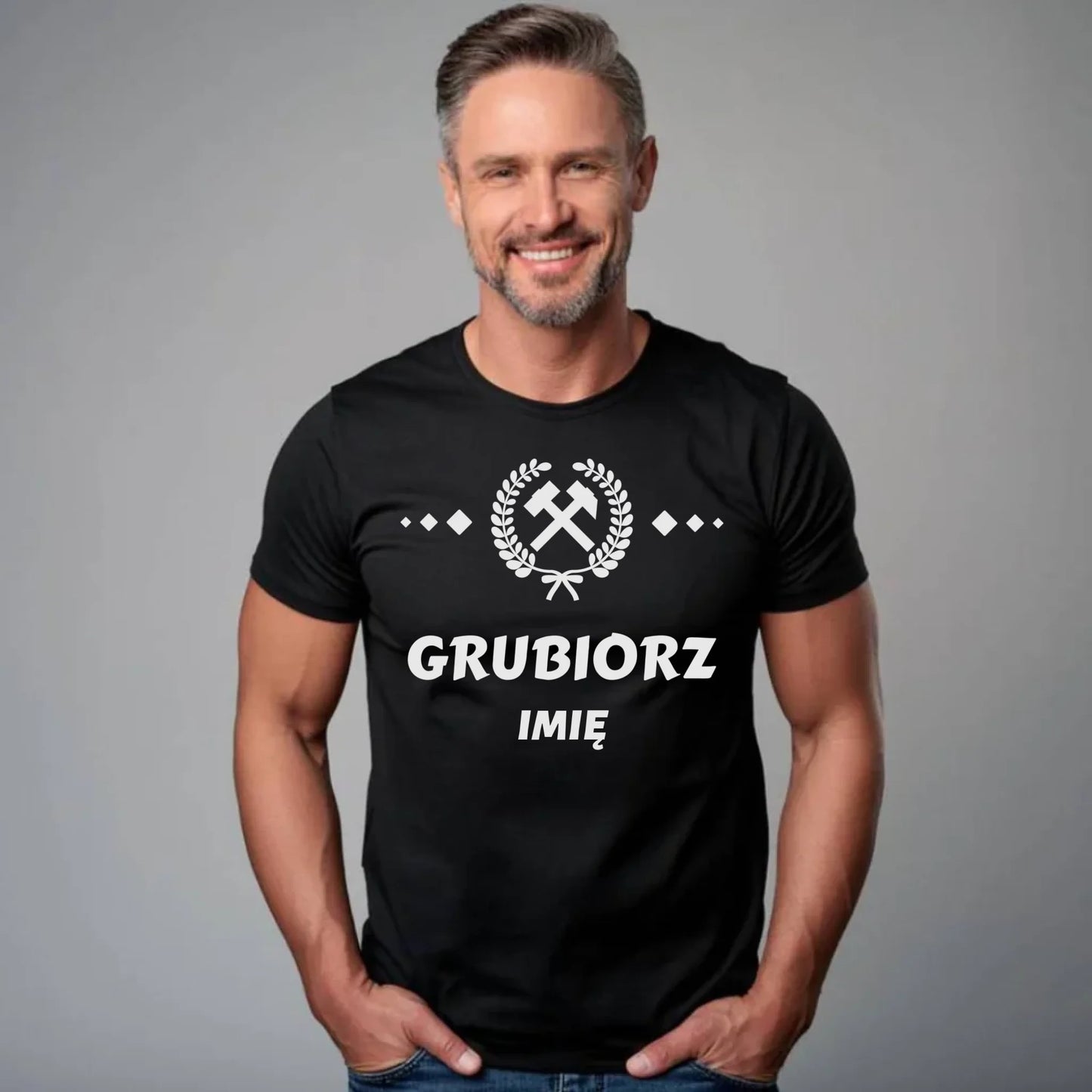 Koszulka męska - prezent dla górnika - Grubiorz - personalizowana G03 - StoryCups.pl