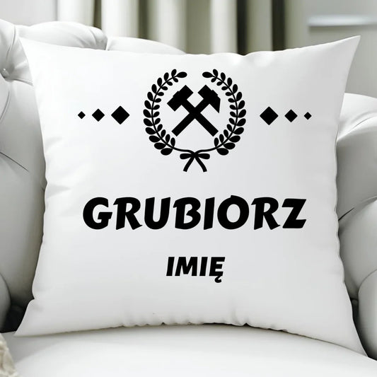 Poduszka - prezent dla górnika - Grubiorz - personalizowana G03 - StoryCups.pl
