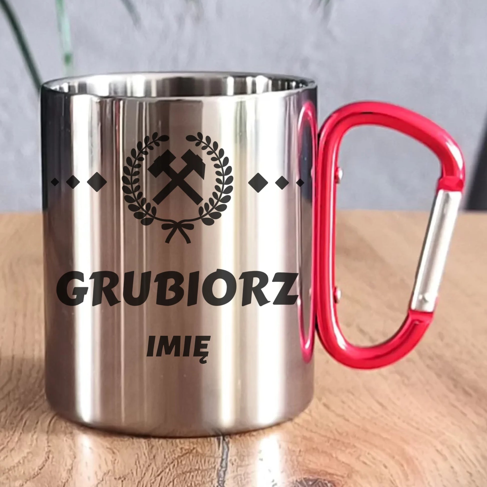 Kubek metalowy - prezent dla górnika - Grubiorz - personalizowany G03 - StoryCups.pl