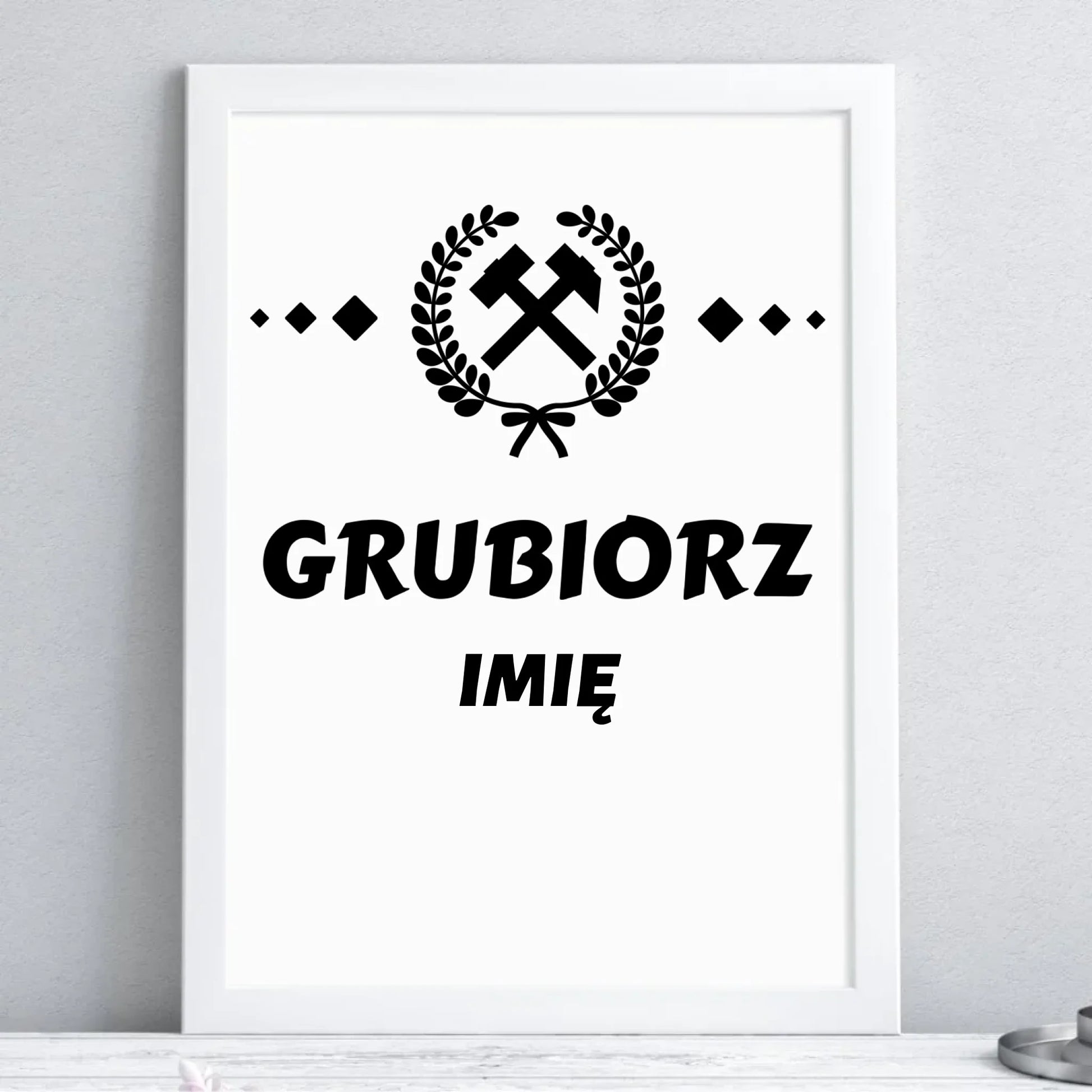 Plakat w ramie - prezent dla górnika - Grubiorz - personalizowany G03 - StoryCups.pl