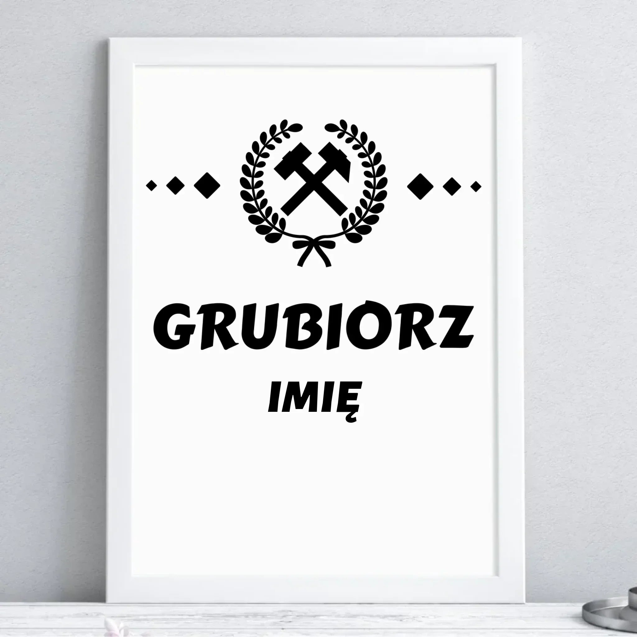 Plakat w ramie - prezent dla górnika - Grubiorz - personalizowany G03 - StoryCups.pl