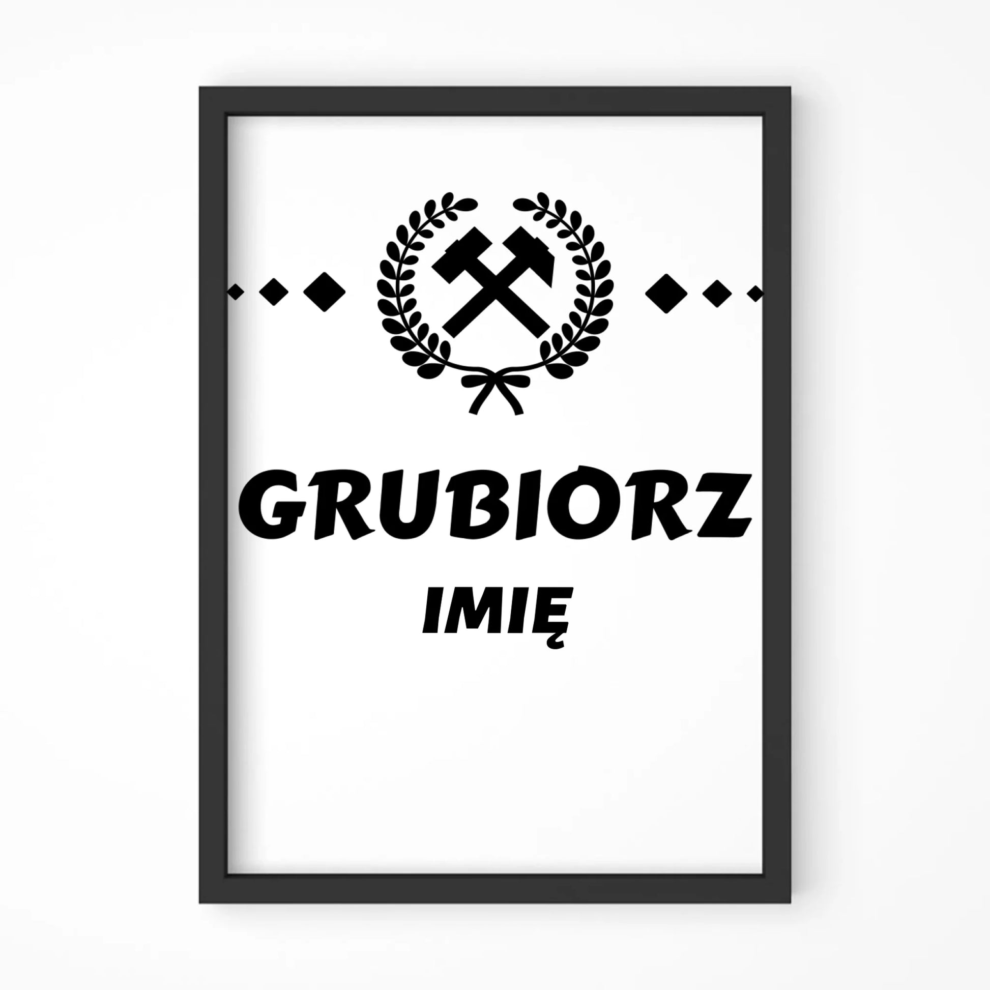 Plakat w ramie - prezent dla górnika - Grubiorz - personalizowany G03 - StoryCups.pl