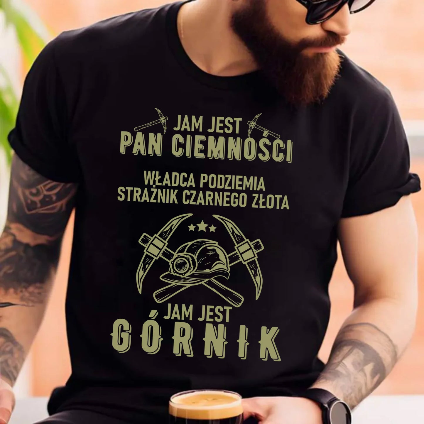 Koszulka męska - prezent dla górnika - Pan ciemności jam jest górnik G04 - StoryCups.pl