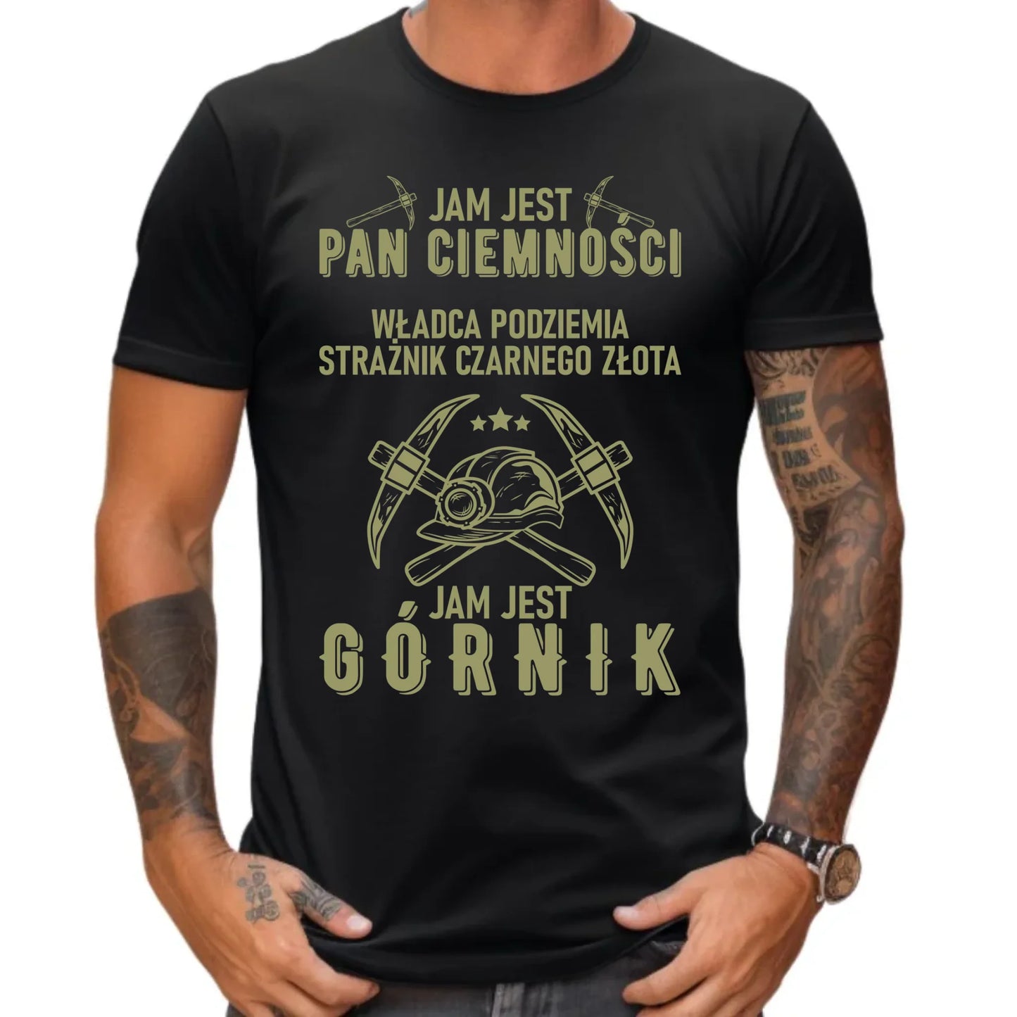 Koszulka męska - prezent dla górnika - Pan ciemności jam jest górnik G04 - StoryCups.pl