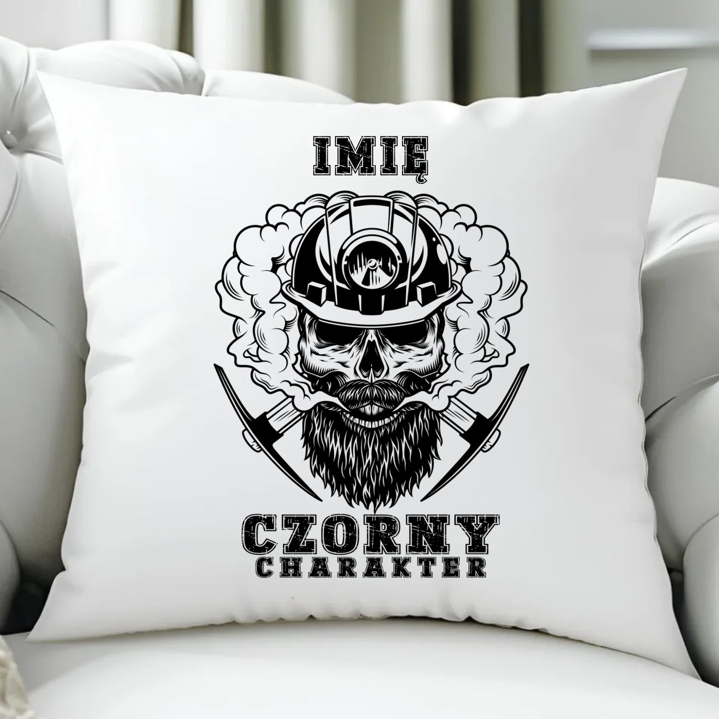 Poduszka - prezent dla górnika - Czorny charakter - personalizowana G06 - StoryCups.pl