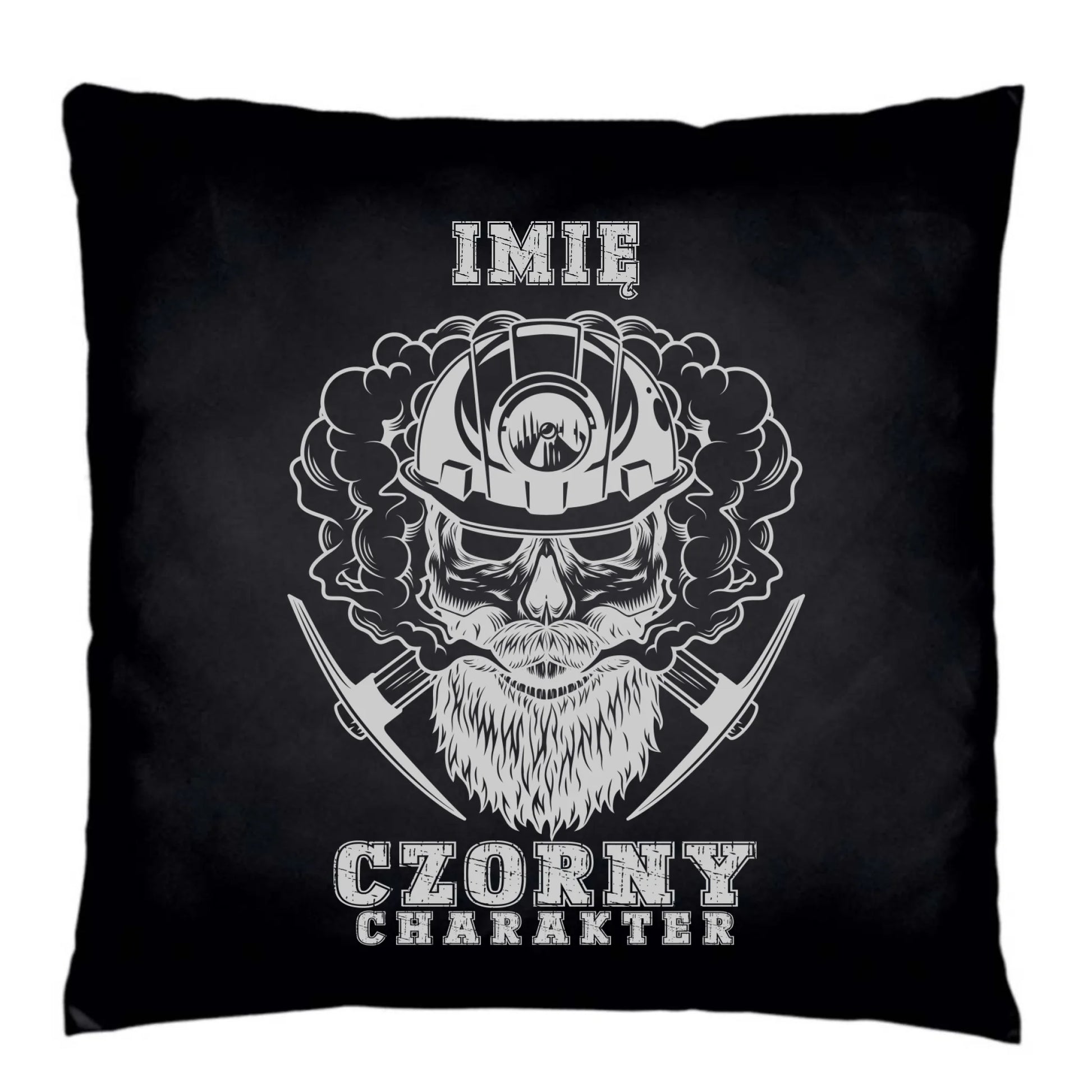 Poduszka dekoracyjna - prezent dla górnika - Czorny charakter - personalizowana G06 - StoryCups.pl
